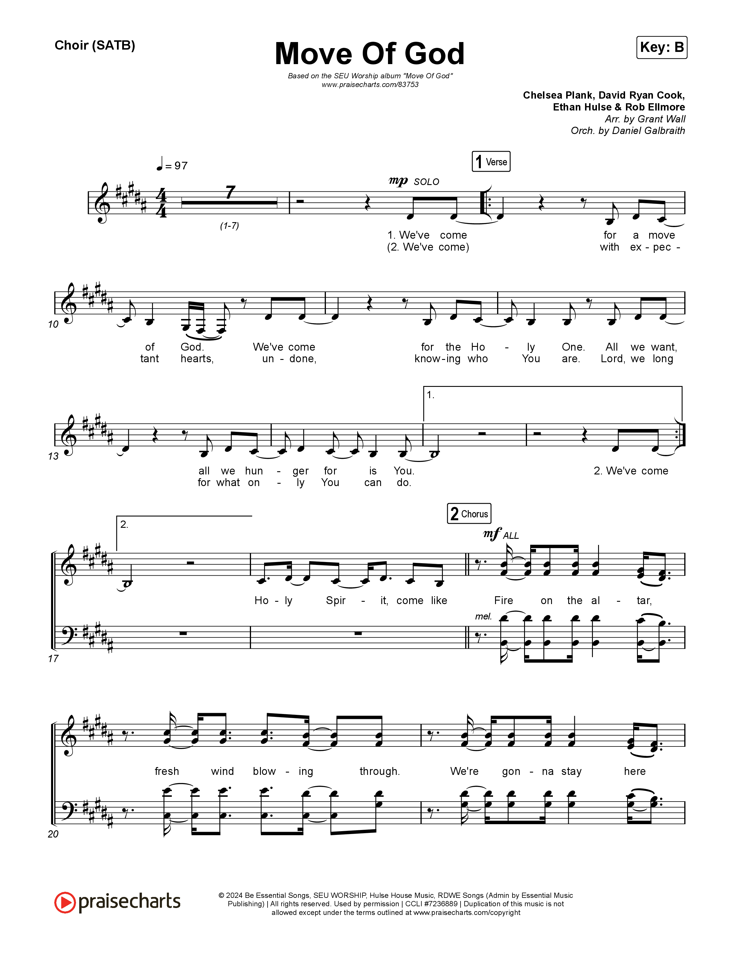 Move Of God (Live) Choir Sheet (SATB) (SEU Worship / David Ryan Cook)