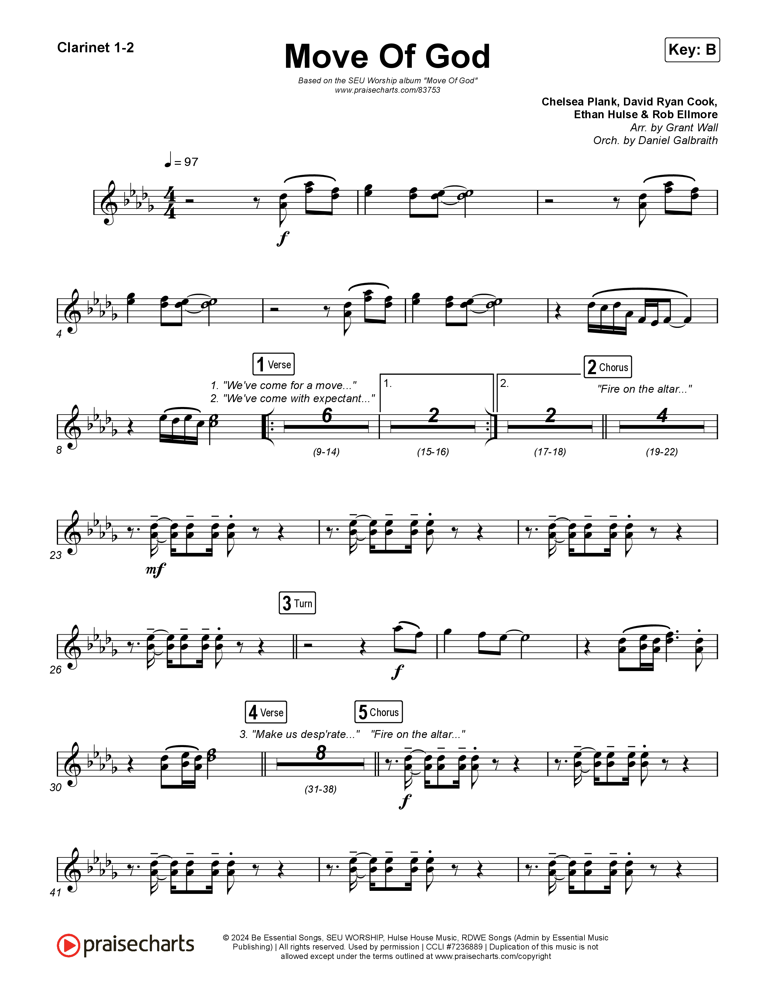 Move Of God (Live) Clarinet 1,2 (SEU Worship / David Ryan Cook)