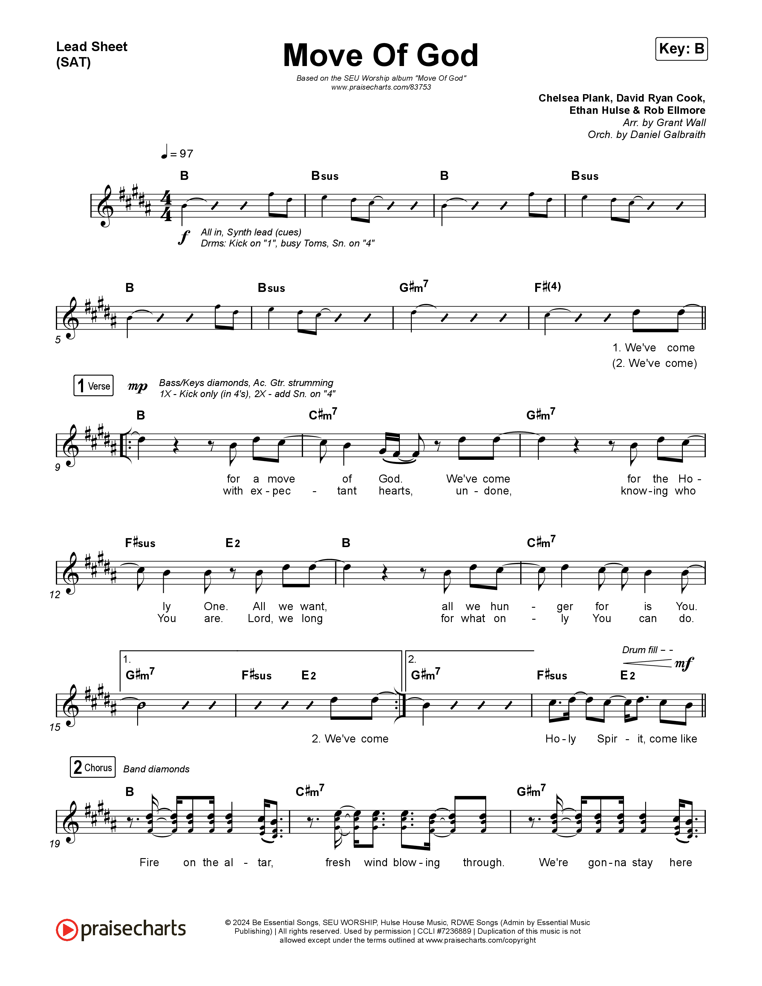 Move Of God (Live) Lead Sheet (SAT) (SEU Worship / David Ryan Cook)