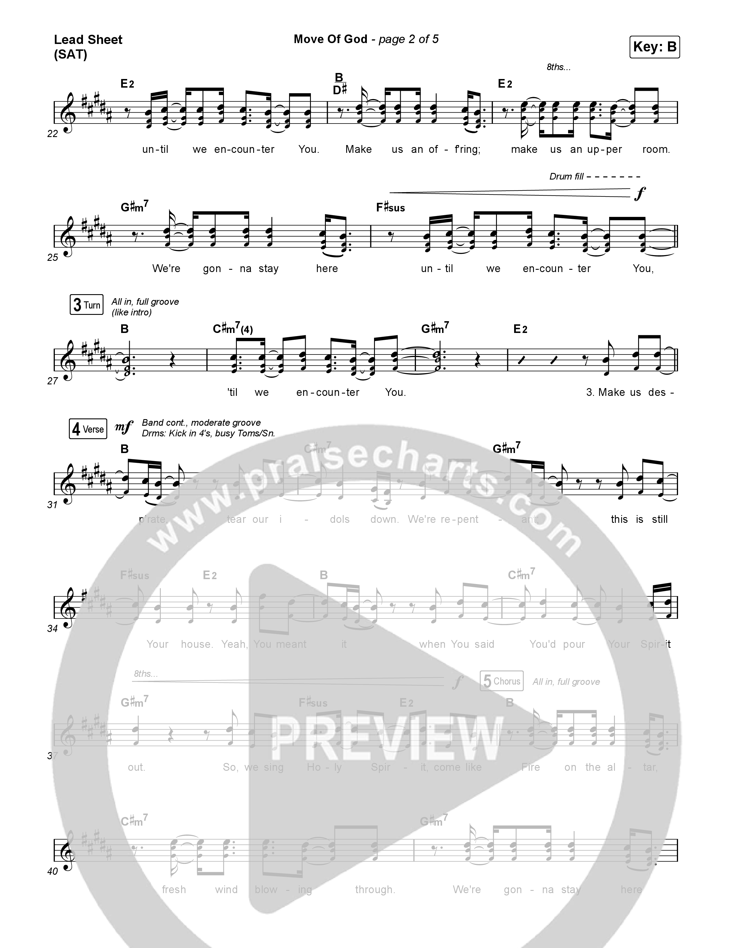 Move Of God (Live) Lead Sheet (SAT) (SEU Worship / David Ryan Cook)