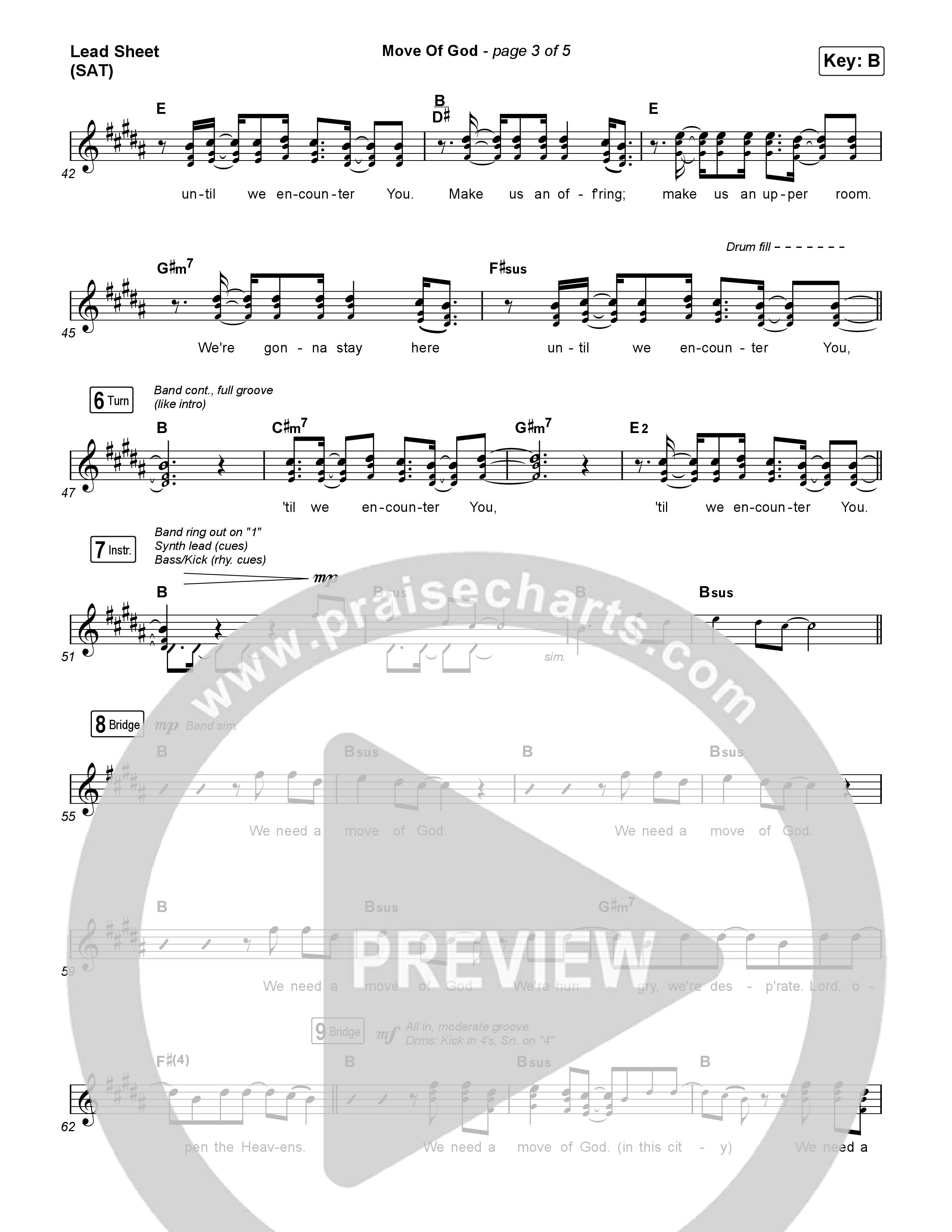 Move Of God (Live) Lead Sheet (SAT) (SEU Worship / David Ryan Cook)