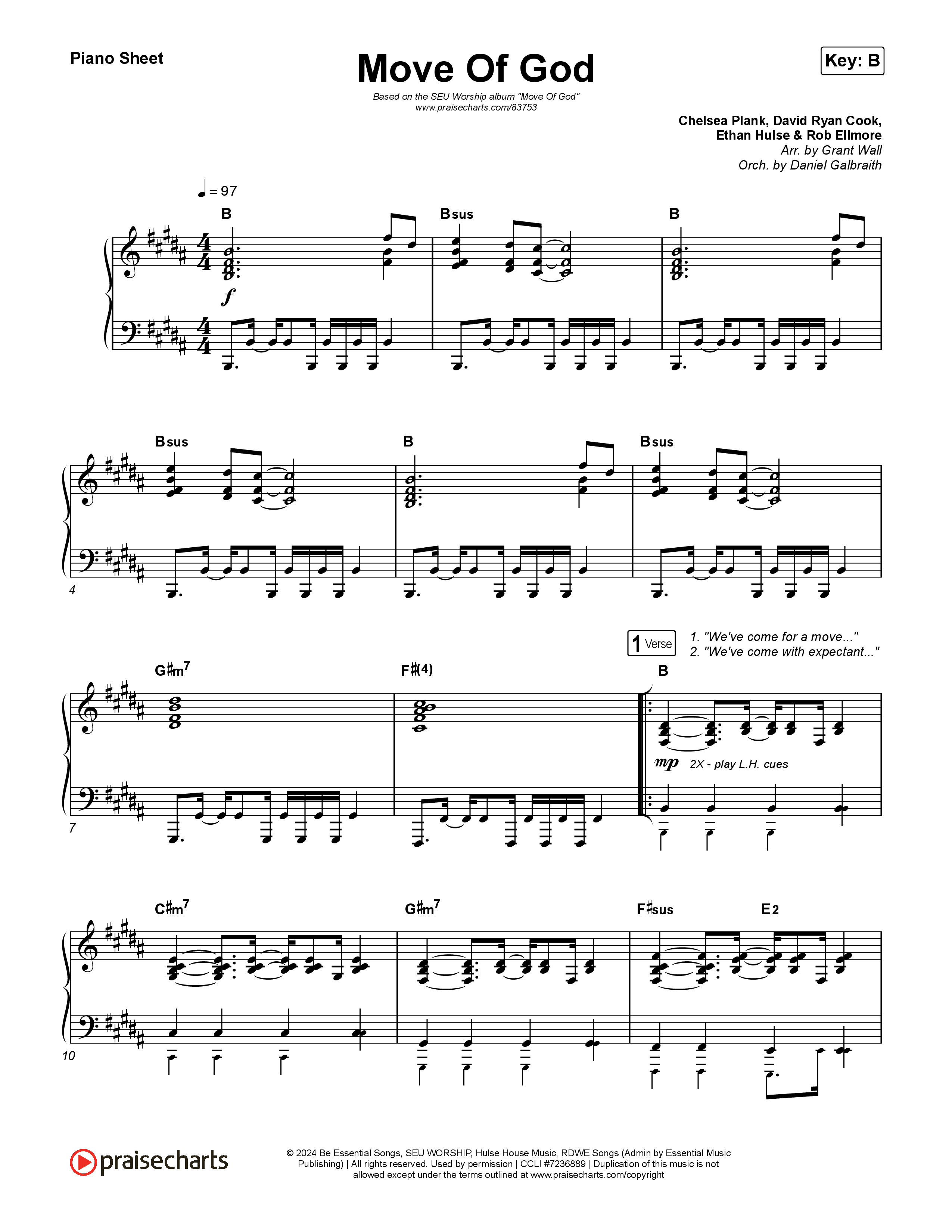 Move Of God (Live) Piano Sheet (SEU Worship / David Ryan Cook)