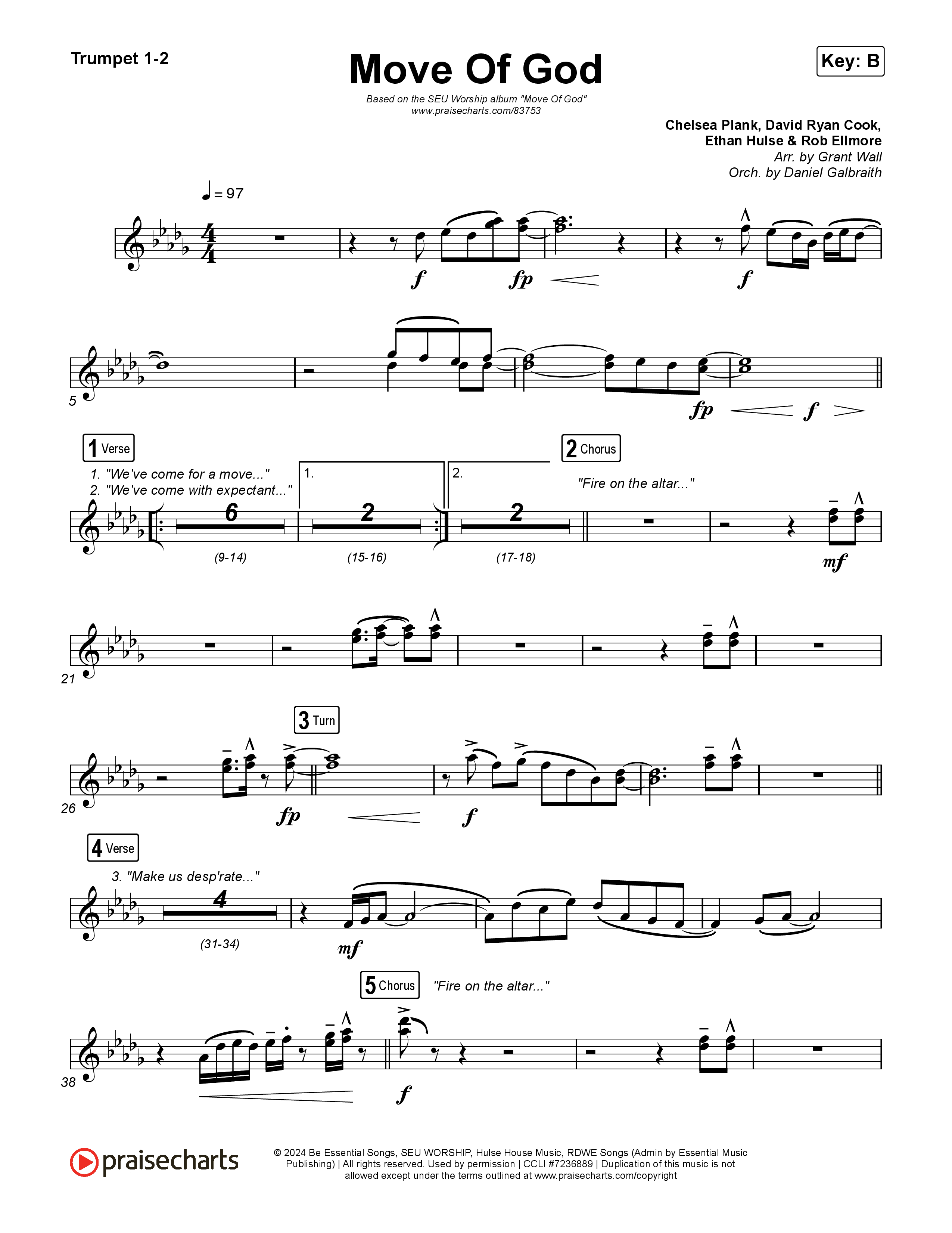 Move Of God (Live) Trumpet 1,2 (SEU Worship / David Ryan Cook)