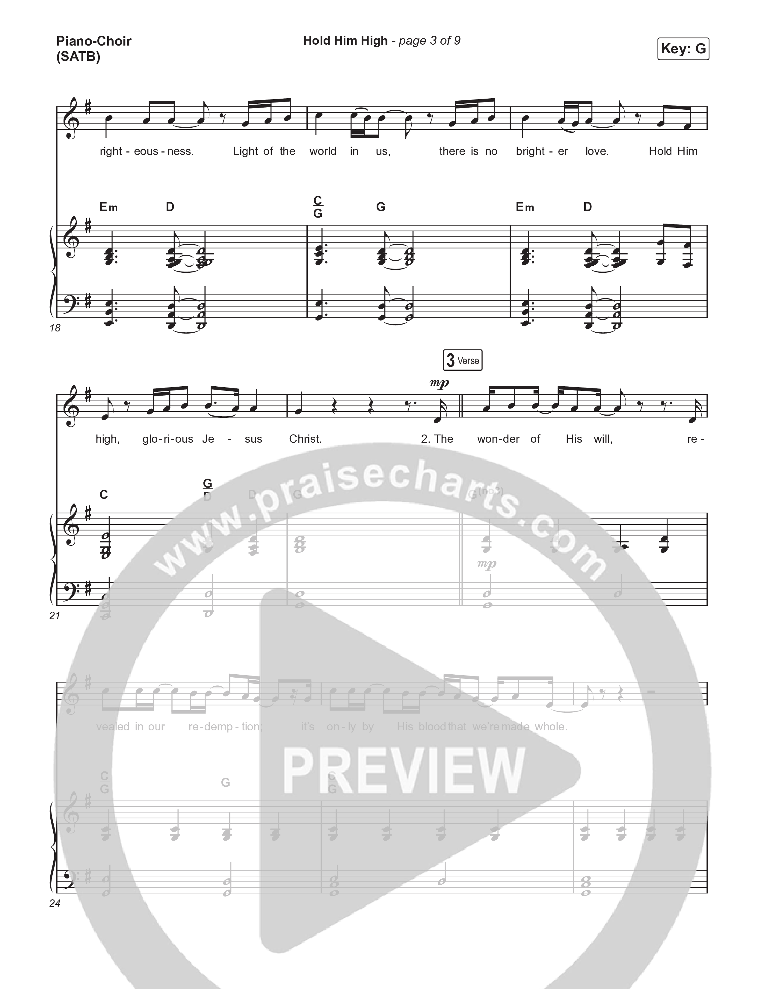 Hold Him High Piano/Vocal (SATB) (Citizens / Mitch Wong)