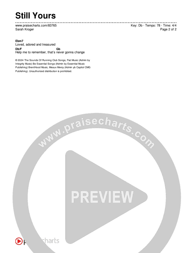 Still Yours Chord Chart (Sarah Kroger)