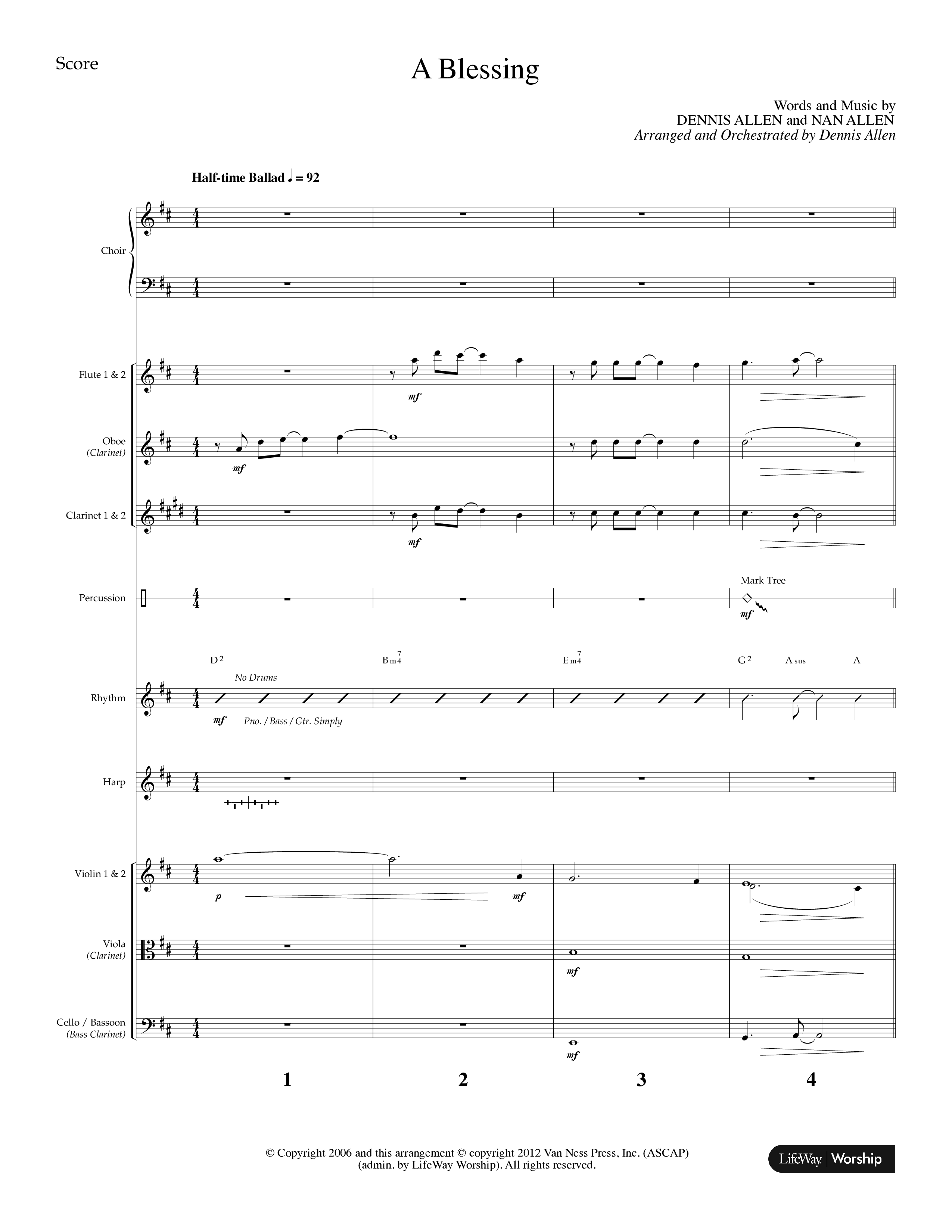 A Blessing (Choral Anthem SATB) Orchestration (Lifeway Choral / Arr. Dennis Allen)
