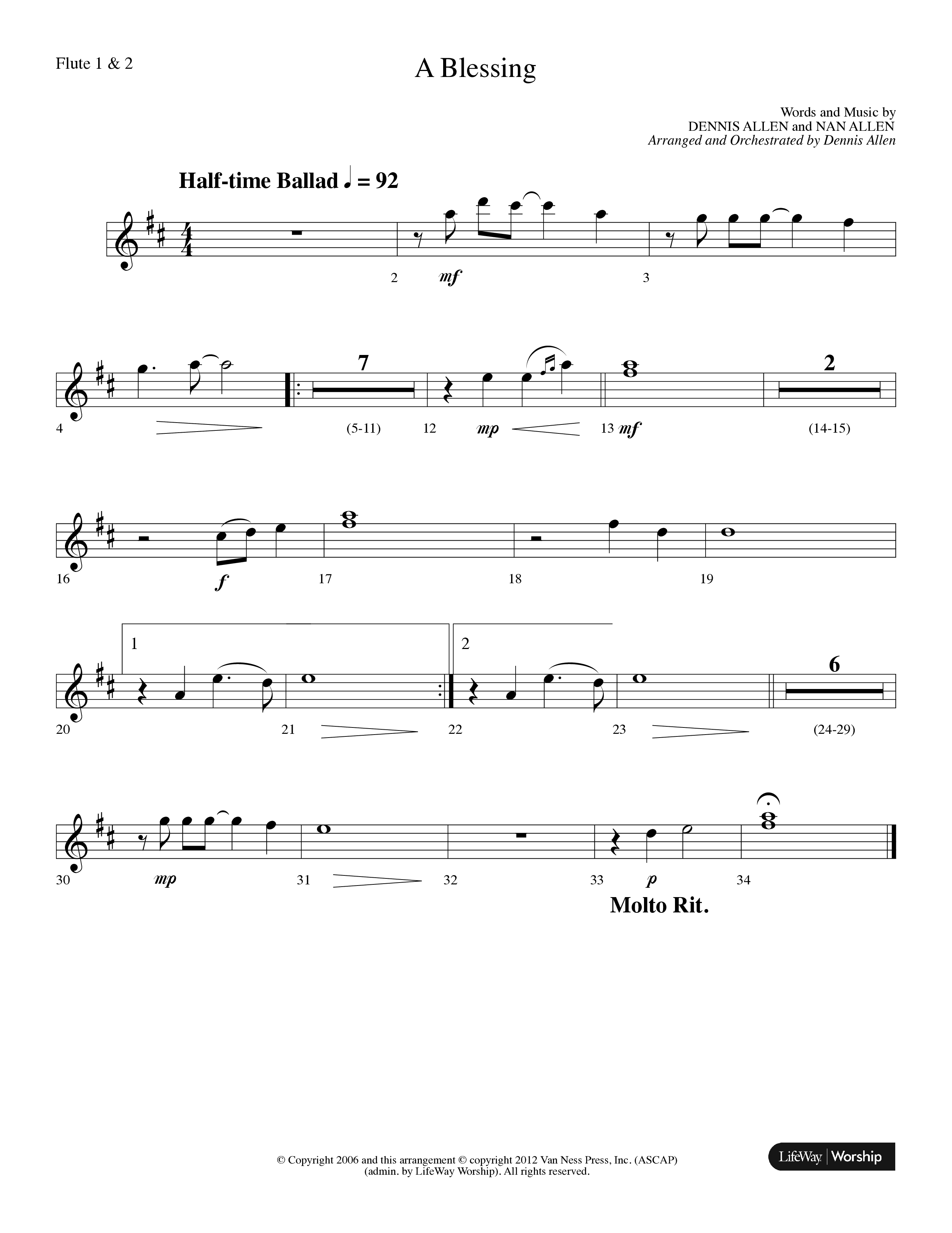 A Blessing (Choral Anthem SATB) Flute 1/2 (Lifeway Choral / Arr. Dennis Allen)
