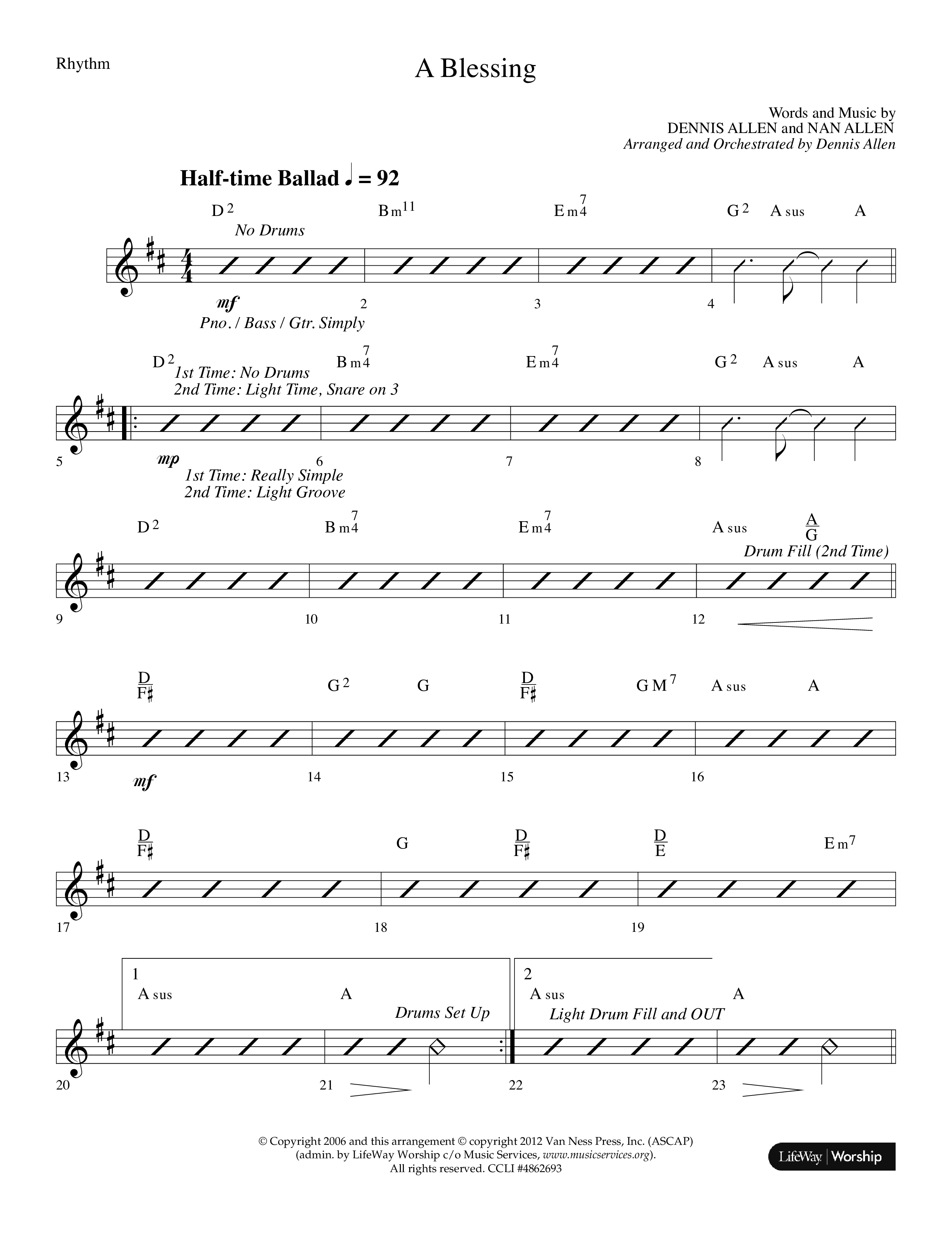 A Blessing (Choral Anthem SATB) Lead Melody & Rhythm (Lifeway Choral / Arr. Dennis Allen)