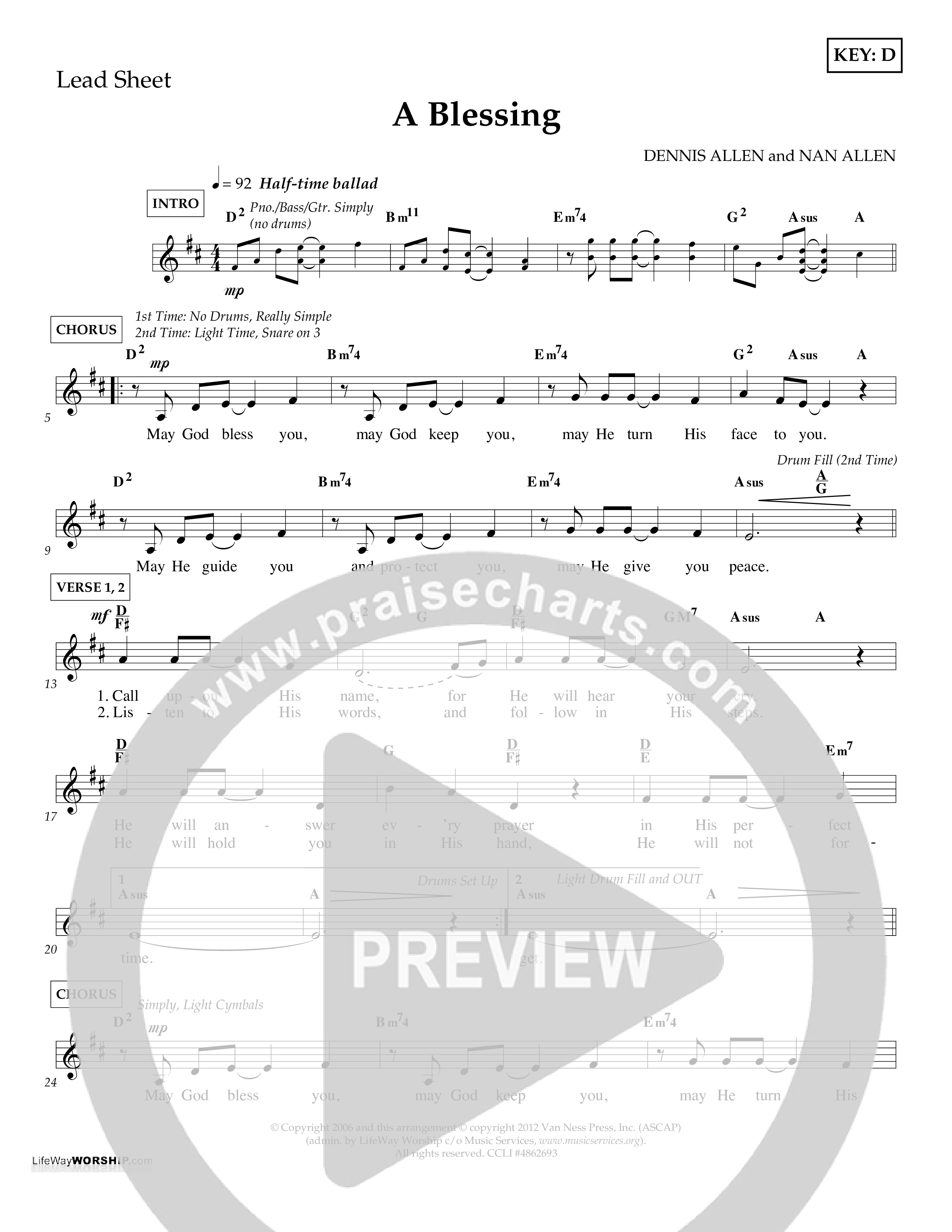 A Blessing (Choral Anthem SATB) Lead Melody & Rhythm (Lifeway Choral / Arr. Dennis Allen)