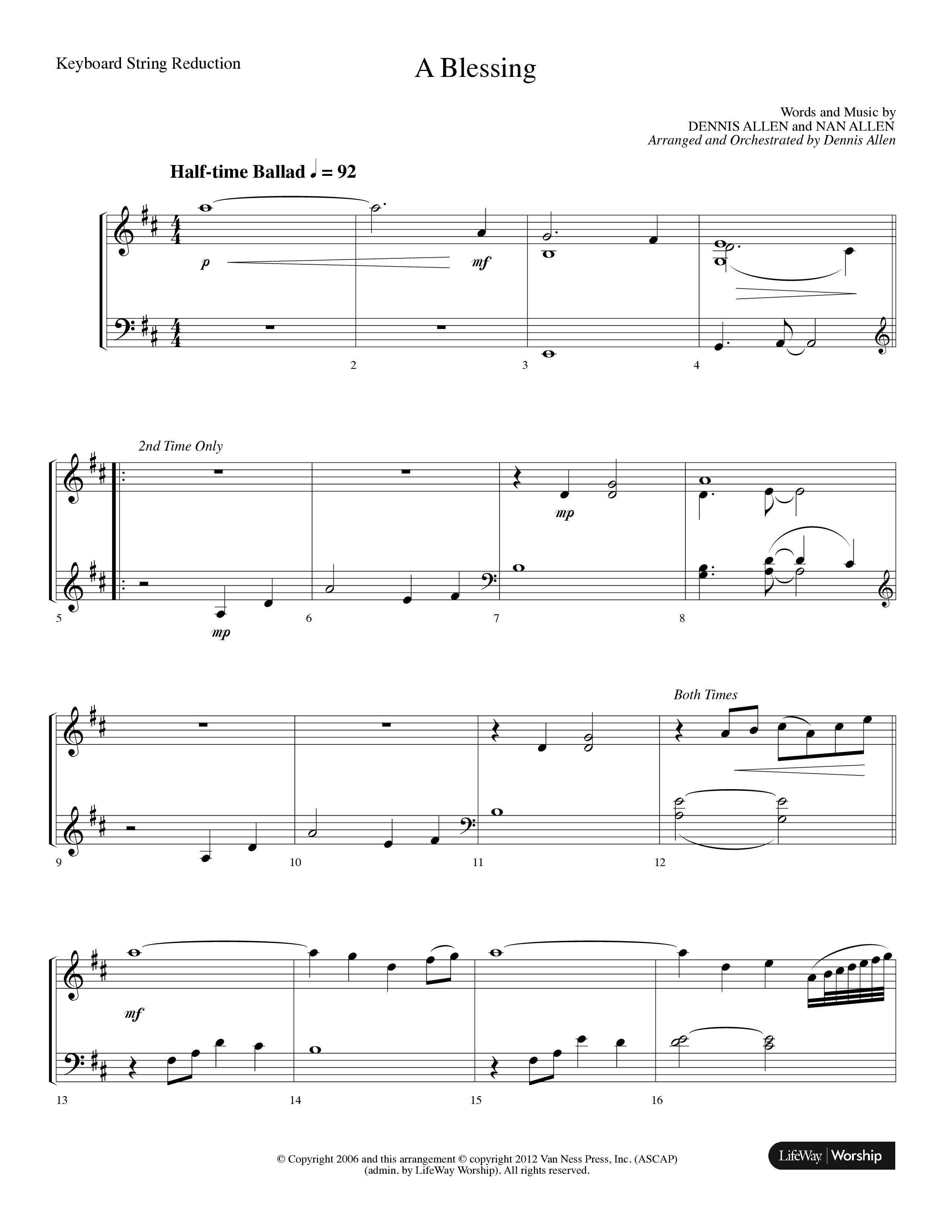 A Blessing (Choral Anthem SATB) String Reduction (Lifeway Choral / Arr. Dennis Allen)