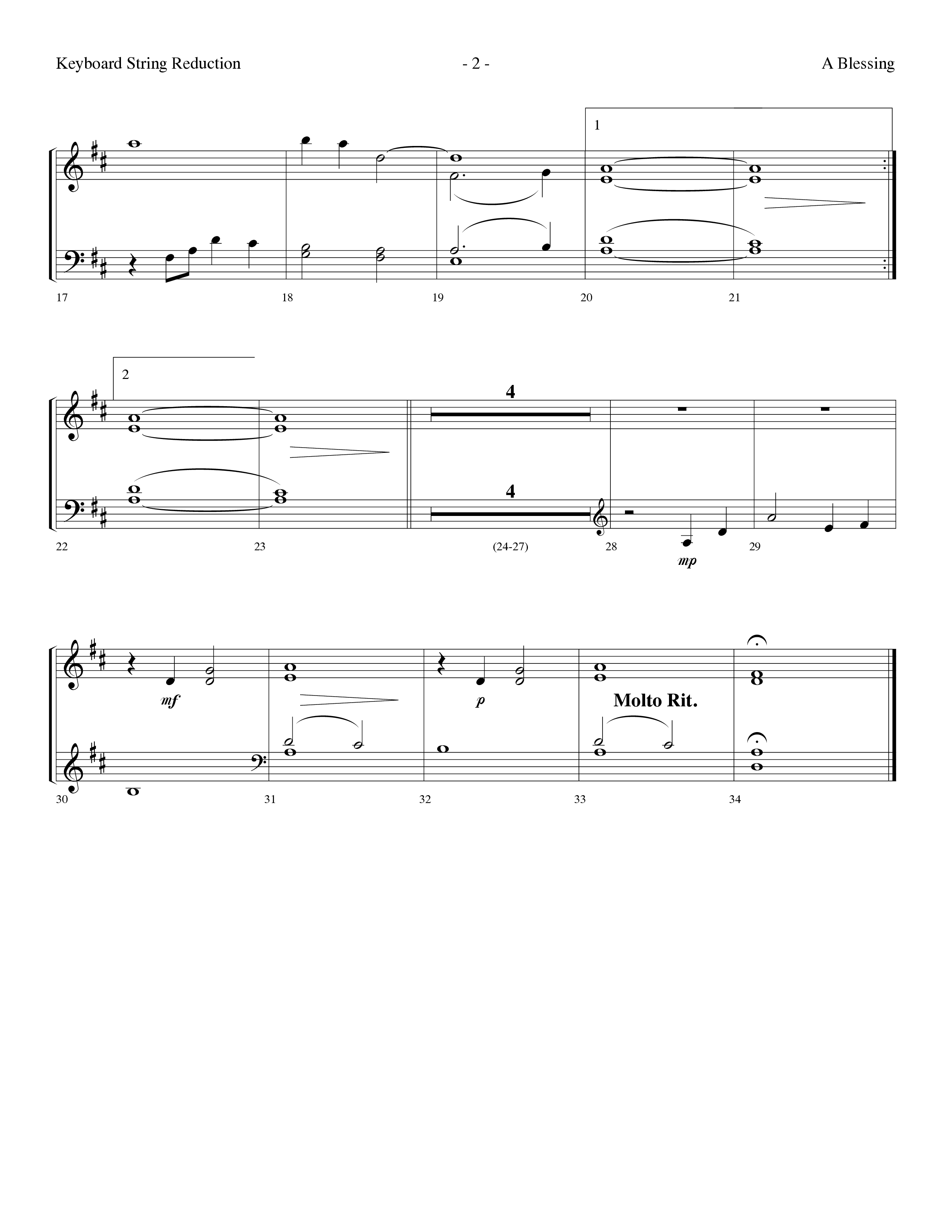 A Blessing (Choral Anthem SATB) String Reduction (Lifeway Choral / Arr. Dennis Allen)