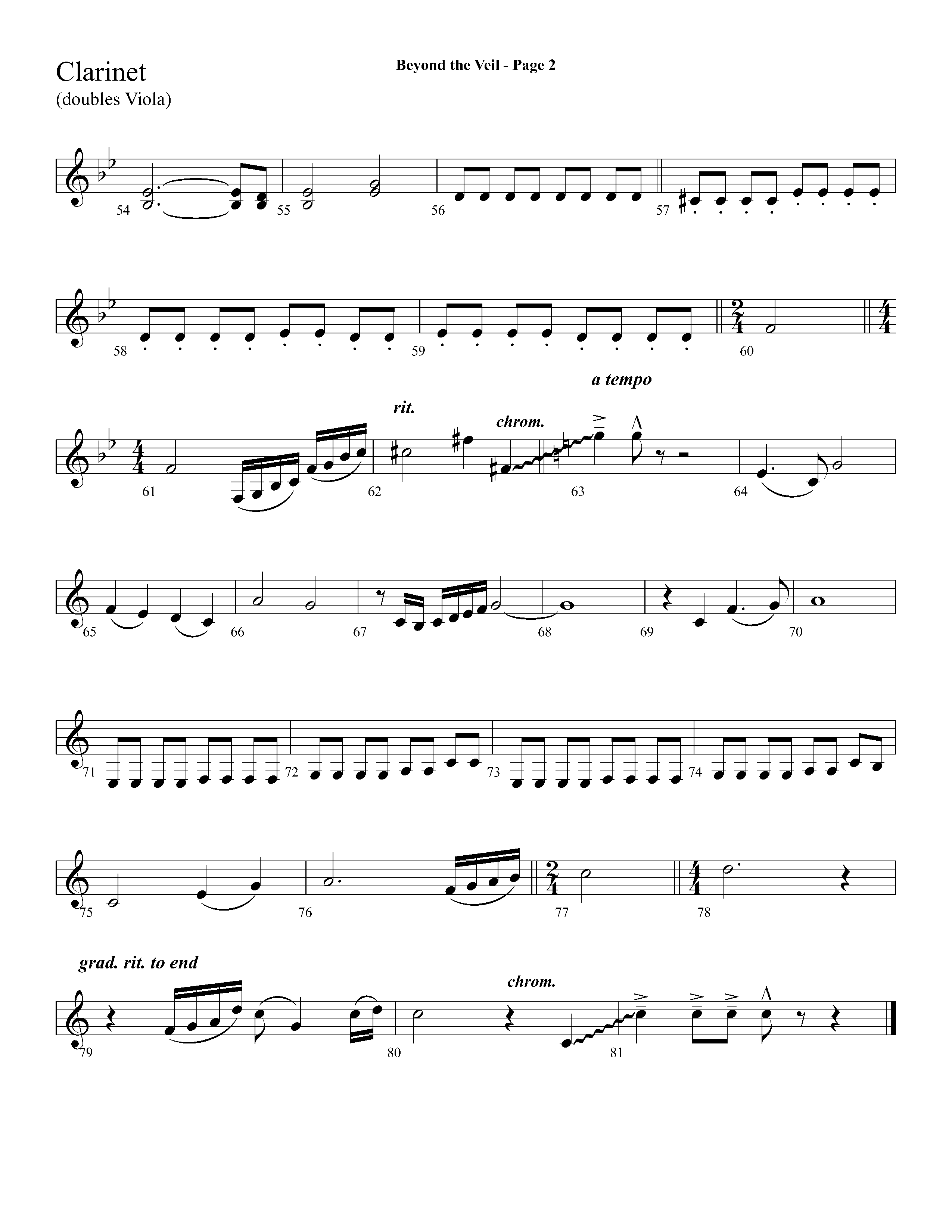 Beyond The Veil (Choral Anthem SATB) Clarinet (Lifeway Choral / Arr. Dave Williamson)