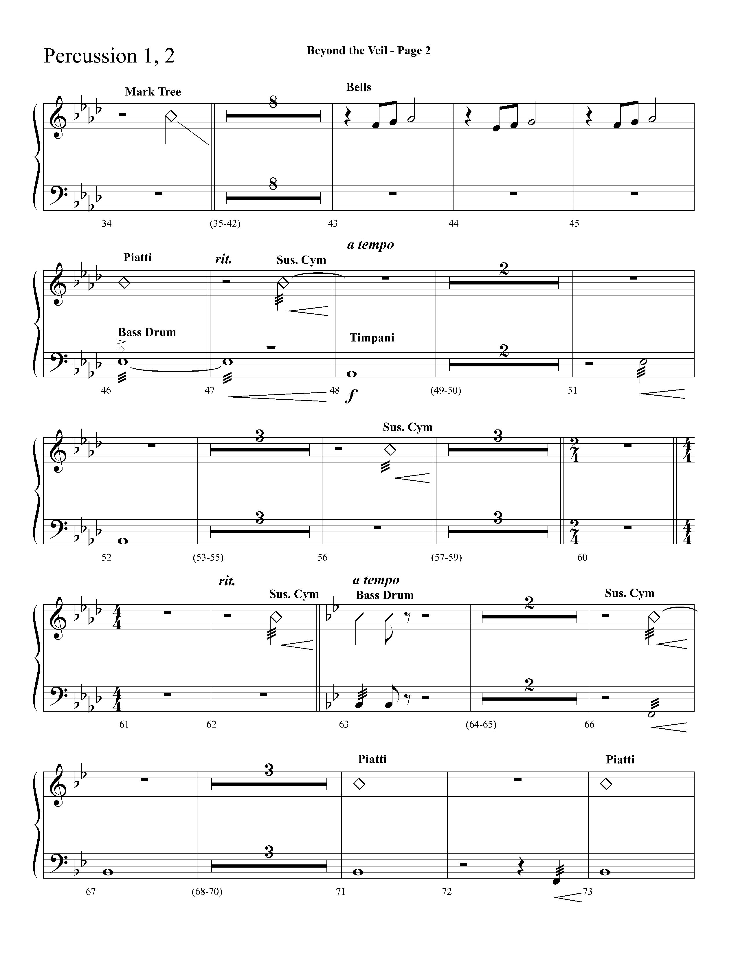 Beyond The Veil (Choral Anthem SATB) Percussion 1/2 (Lifeway Choral / Arr. Dave Williamson)