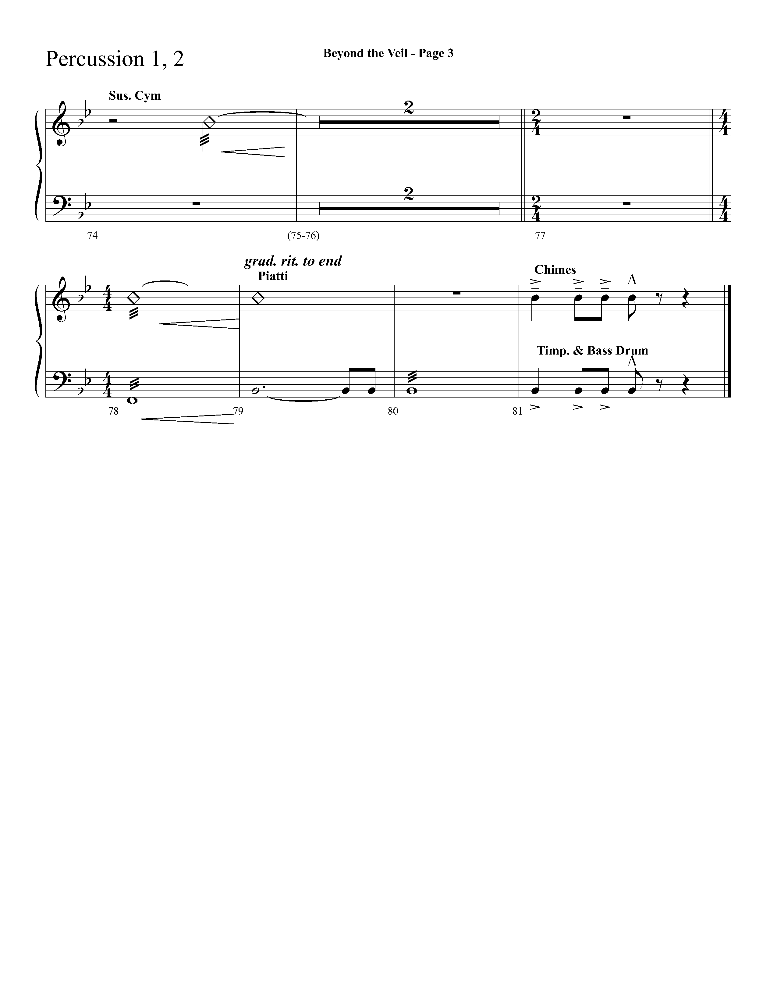 Beyond The Veil (Choral Anthem SATB) Percussion 1/2 (Lifeway Choral / Arr. Dave Williamson)