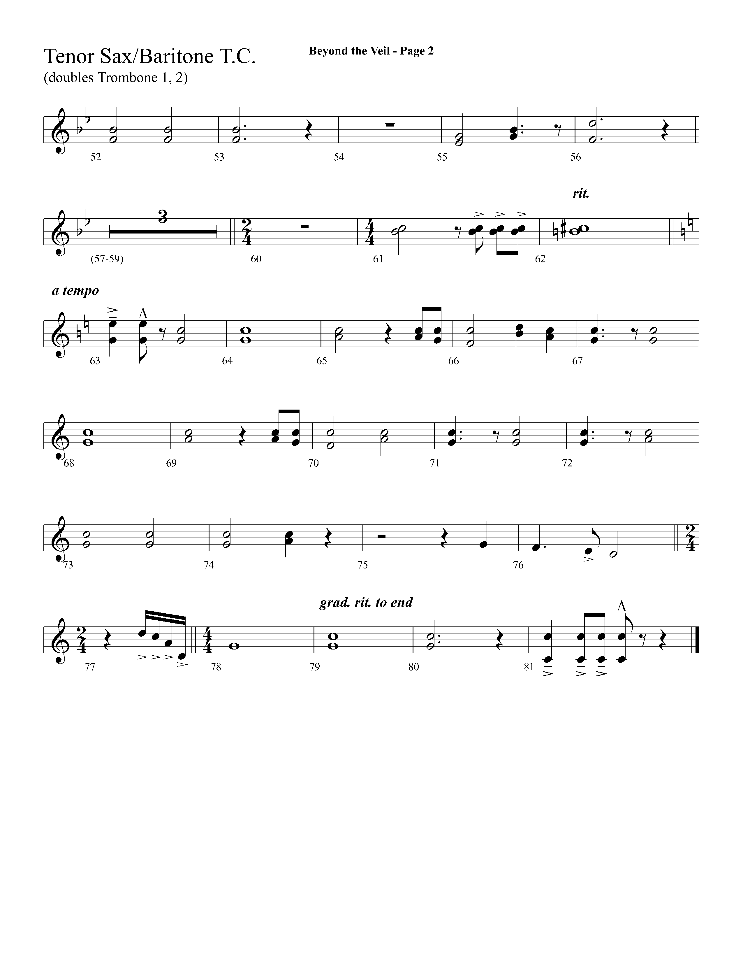 Beyond The Veil (Choral Anthem SATB) Tenor Sax/Baritone T.C. (Lifeway Choral / Arr. Dave Williamson)