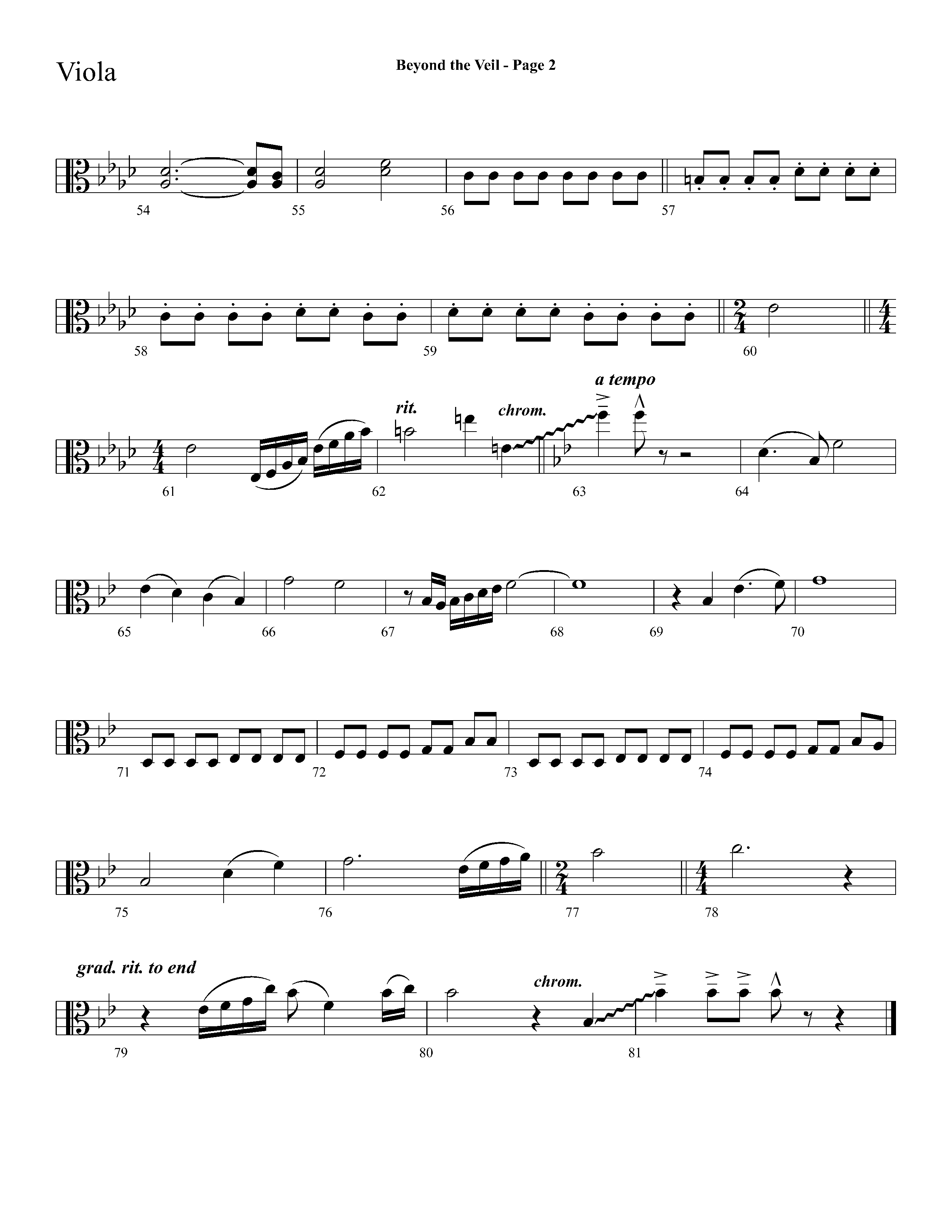 Beyond The Veil (Choral Anthem SATB) Viola (Lifeway Choral / Arr. Dave Williamson)