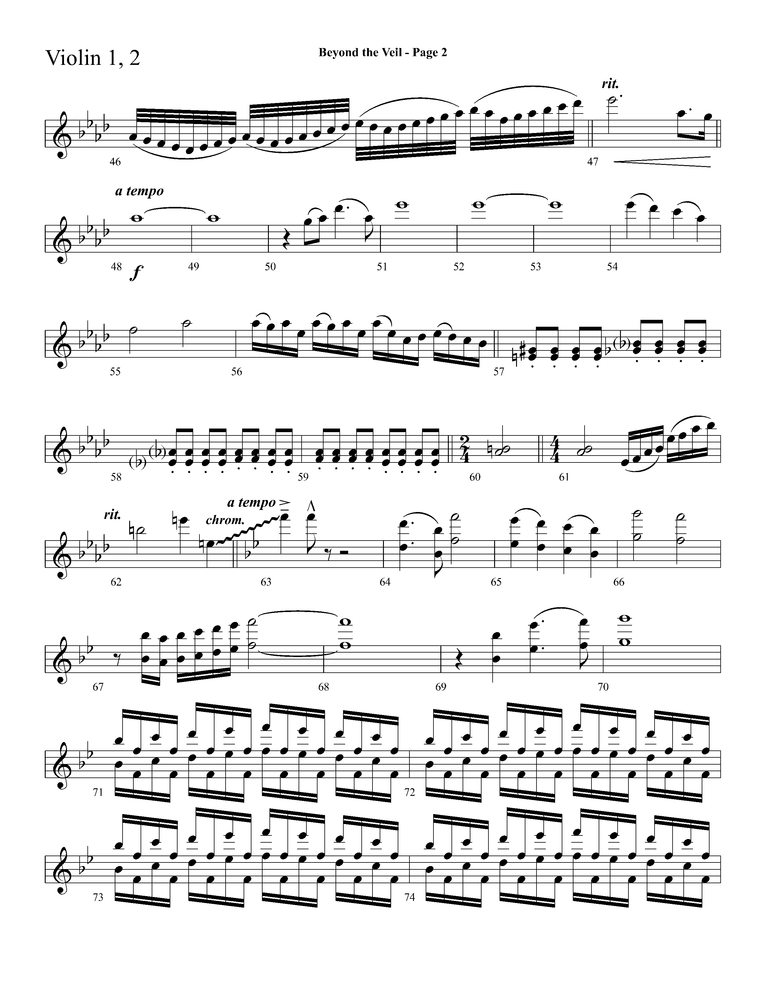 Beyond The Veil (Choral Anthem SATB) Violin 1/2 (Lifeway Choral / Arr. Dave Williamson)