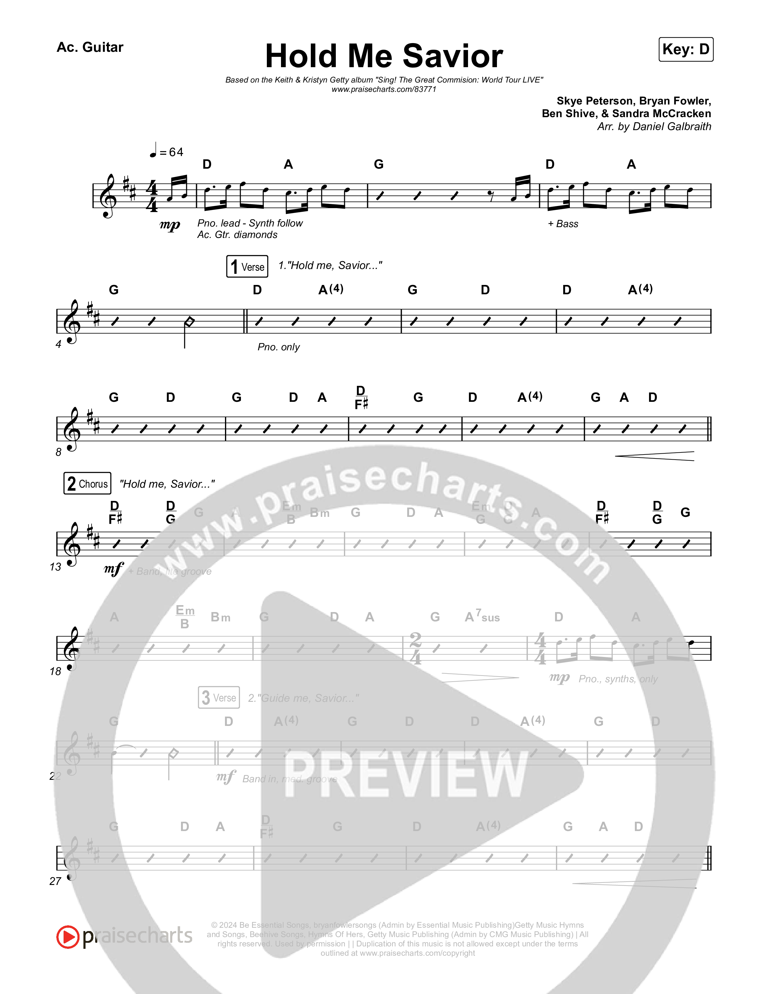 Hold Me Savior Acoustic Guitar (Keith & Kristyn Getty)