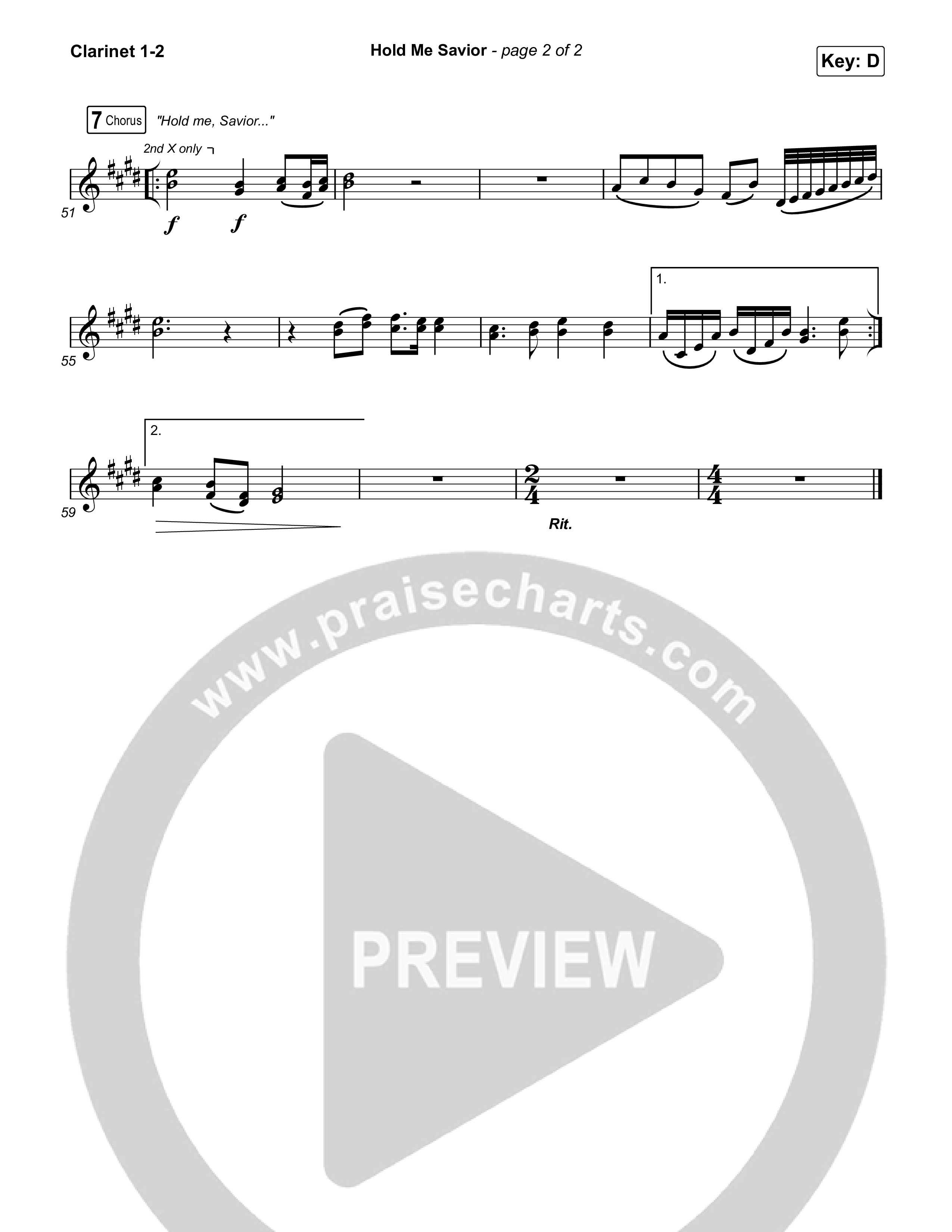 Hold Me Savior Clarinet 1/2 (Keith & Kristyn Getty)