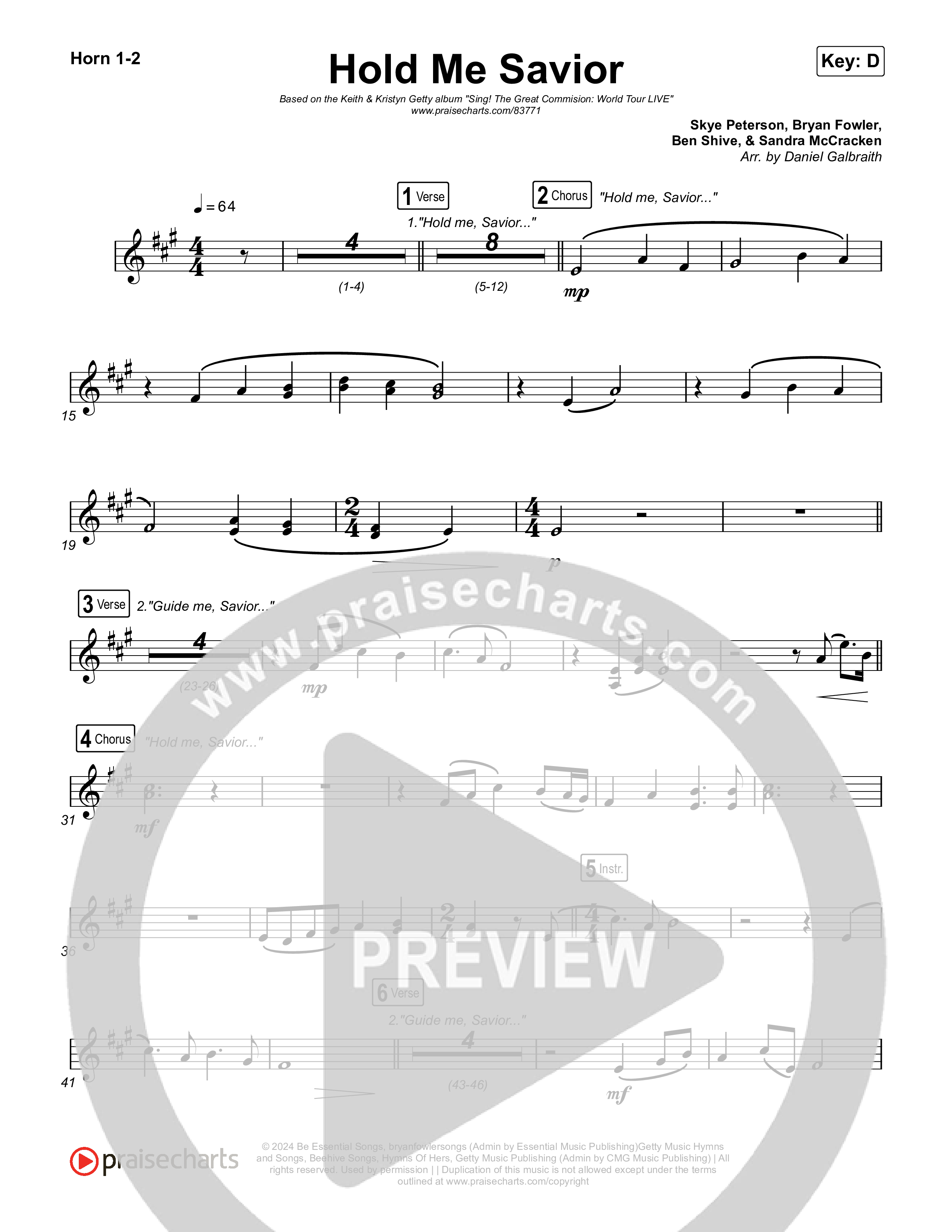 Hold Me Savior French Horn 1,2 (Keith & Kristyn Getty)