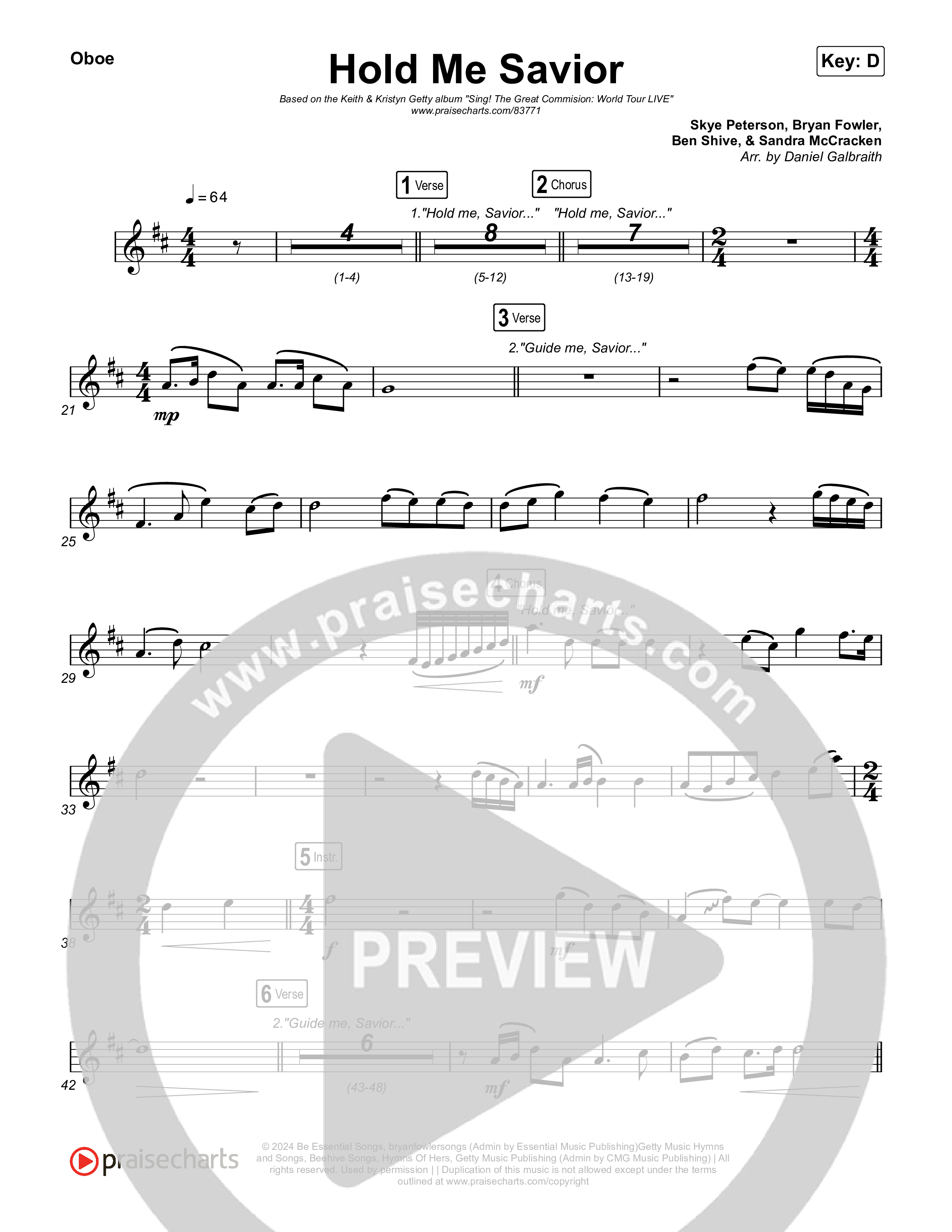 Hold Me Savior Oboe (Keith & Kristyn Getty)