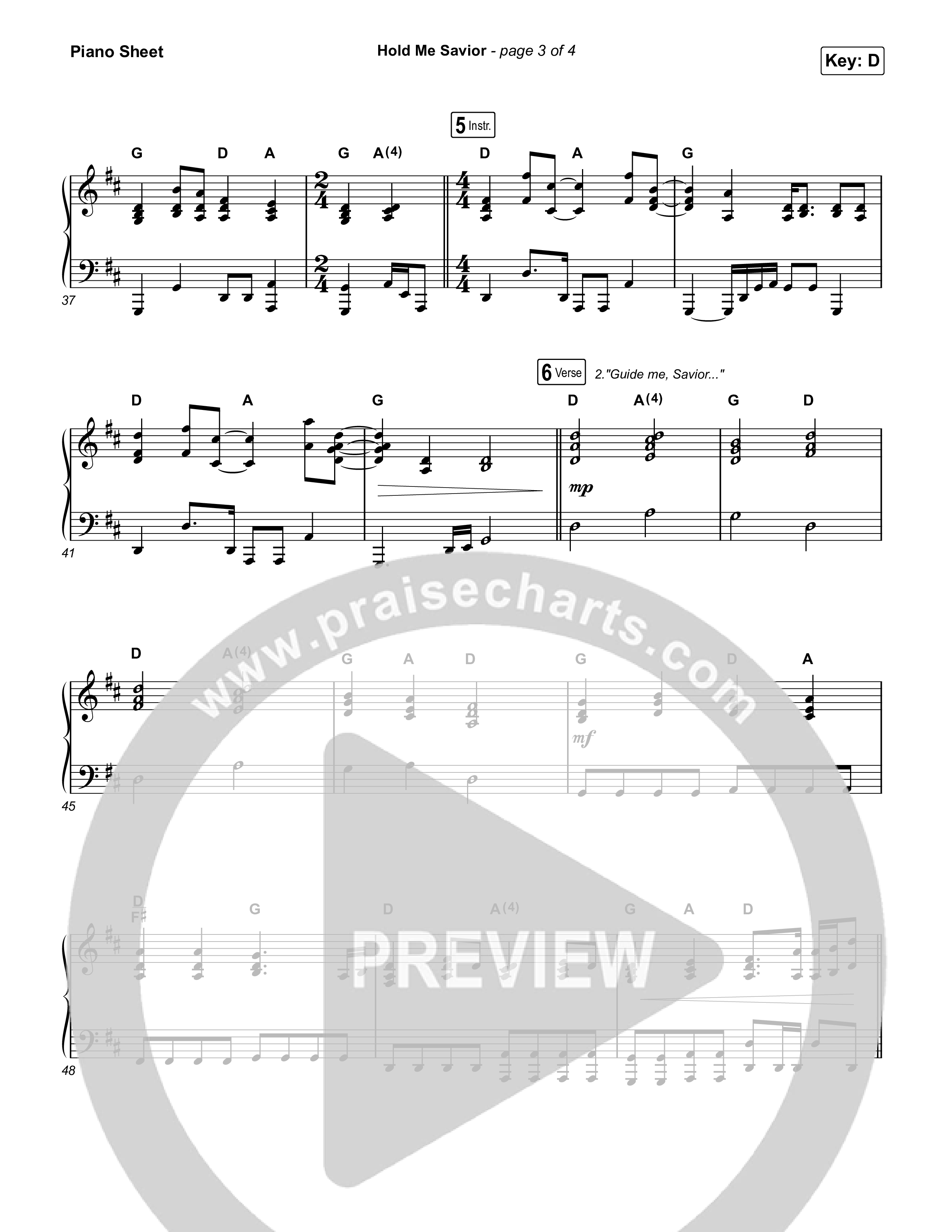 Hold Me Savior Piano Sheet (Keith & Kristyn Getty)