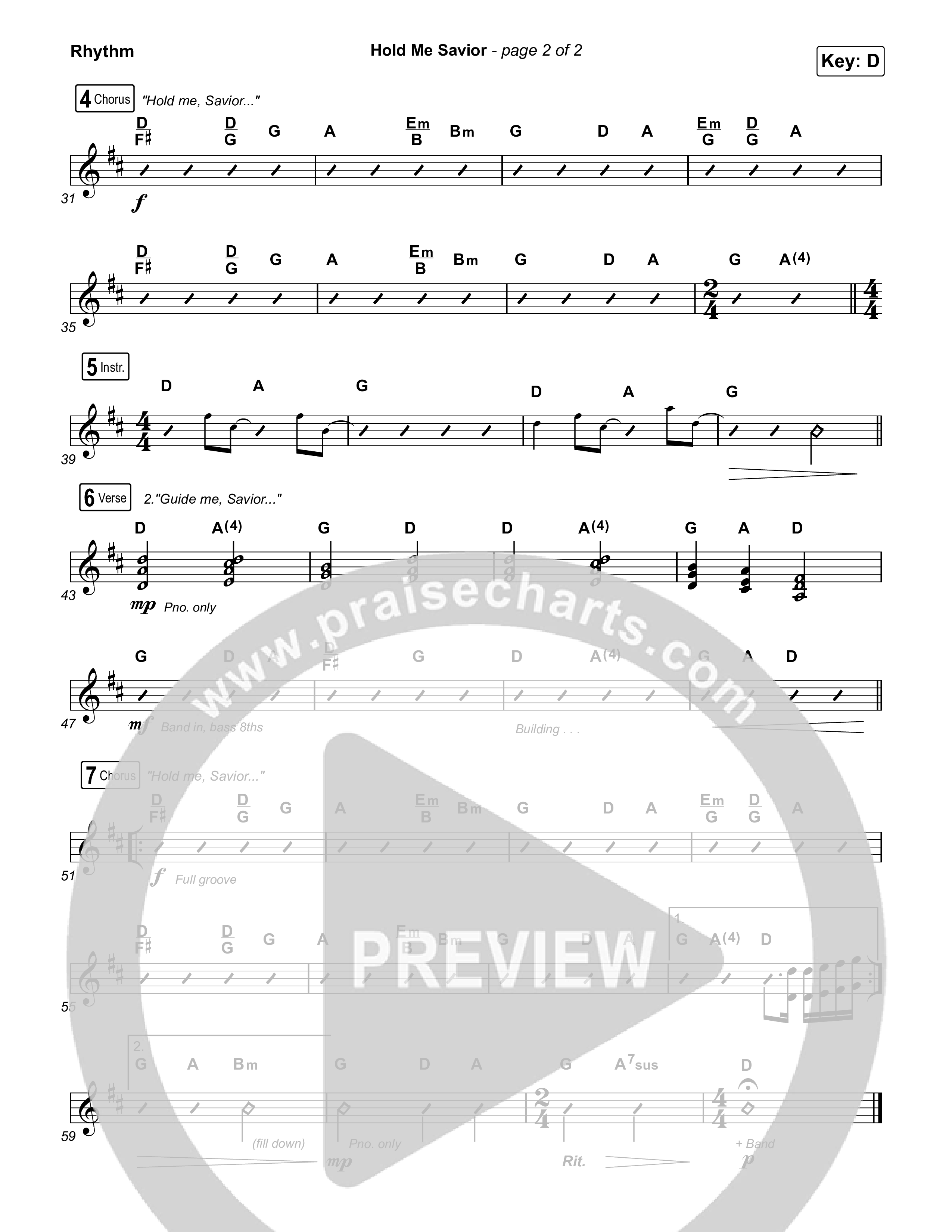 Hold Me Savior Rhythm Chart (Keith & Kristyn Getty)