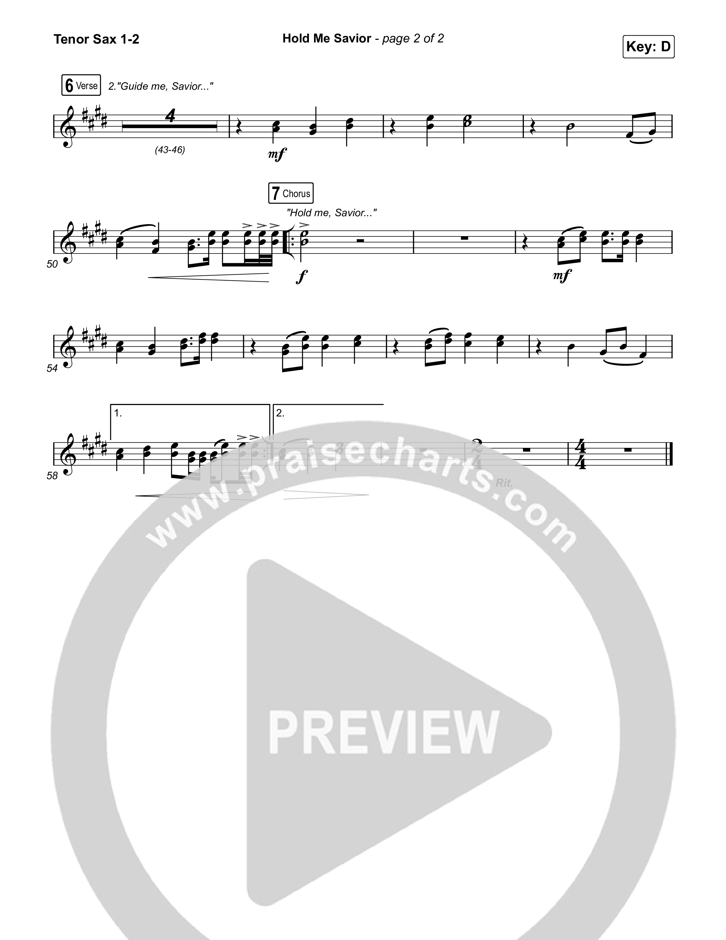 Hold Me Savior Tenor Sax 1,2 (Keith & Kristyn Getty)