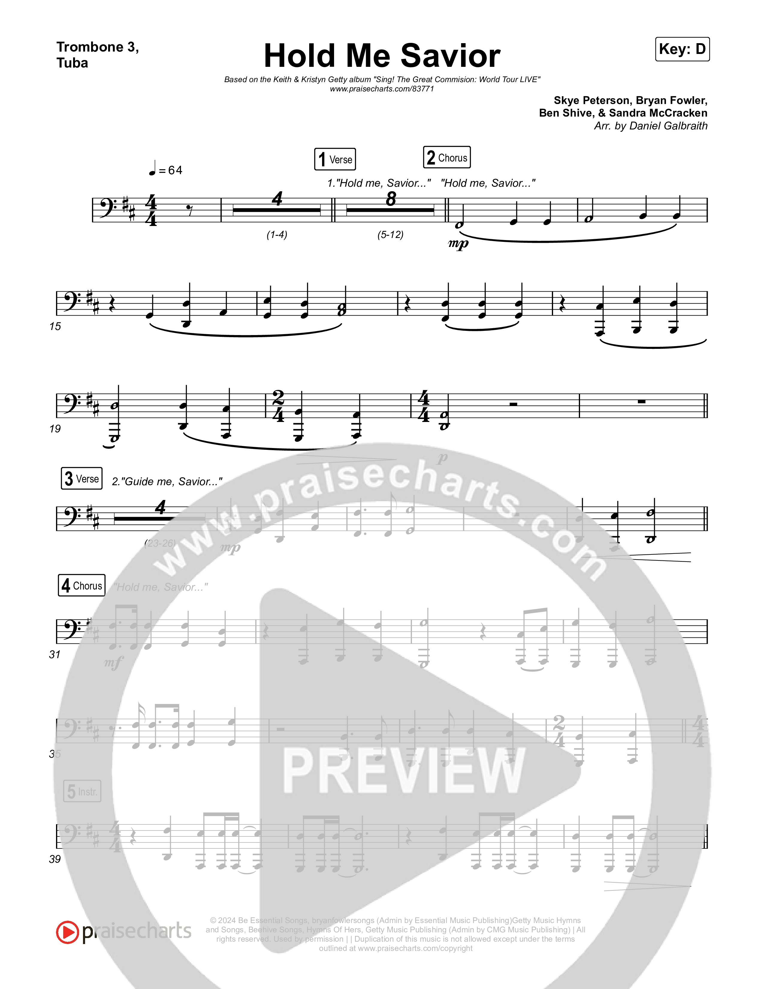 Hold Me Savior Trombone 1,2 (Keith & Kristyn Getty)