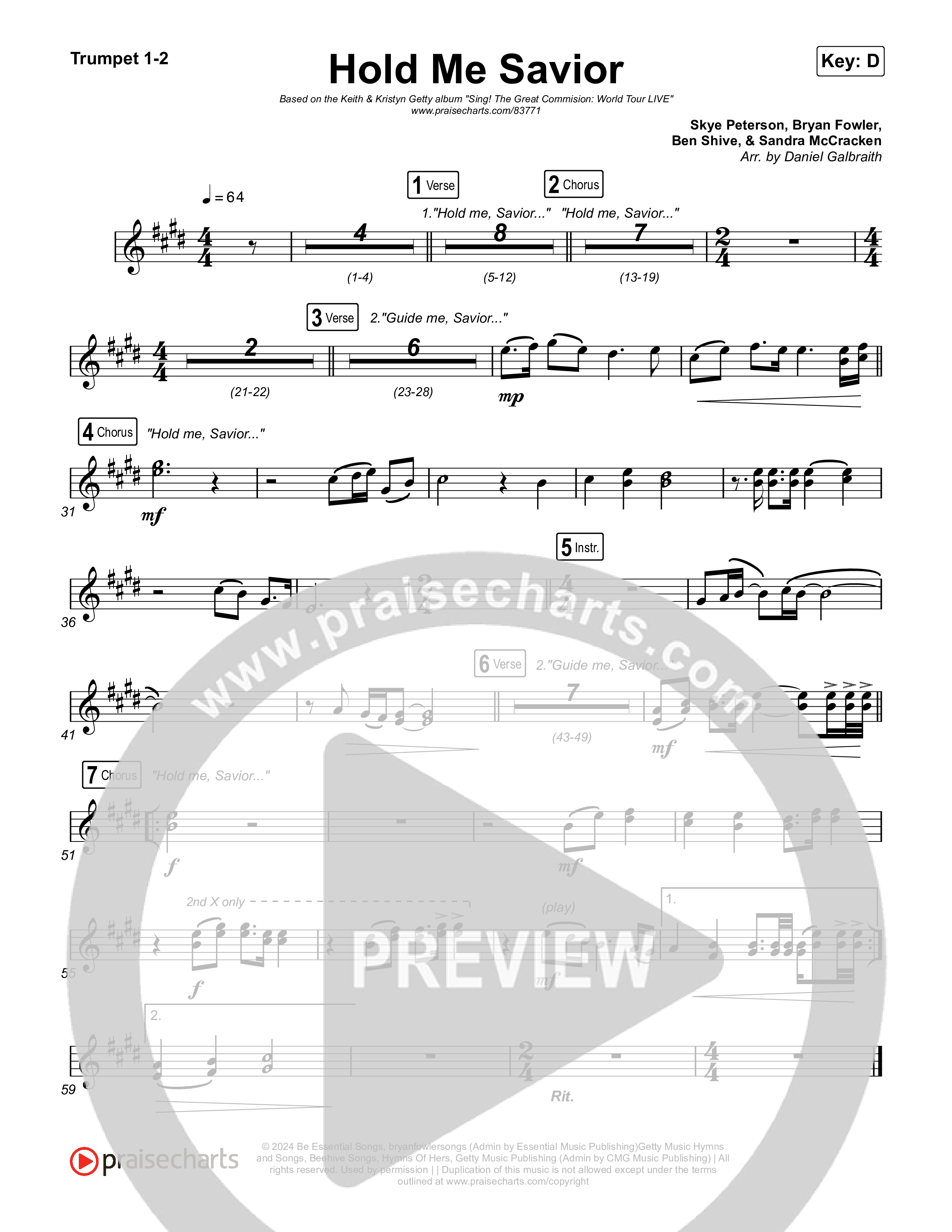 Hold Me Savior Brass Pack (Keith & Kristyn Getty)