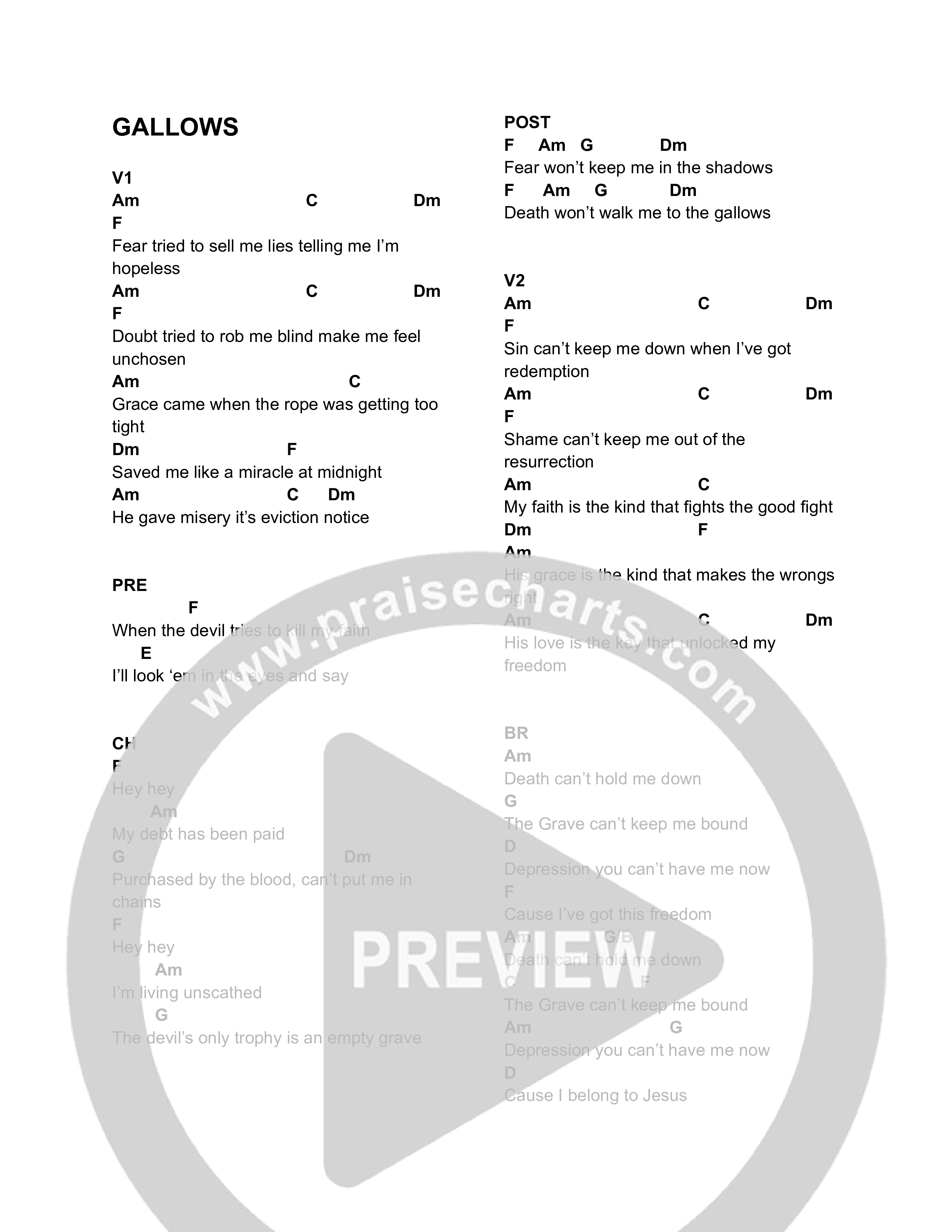 Gallows Chord Chart (North Palm Worship)