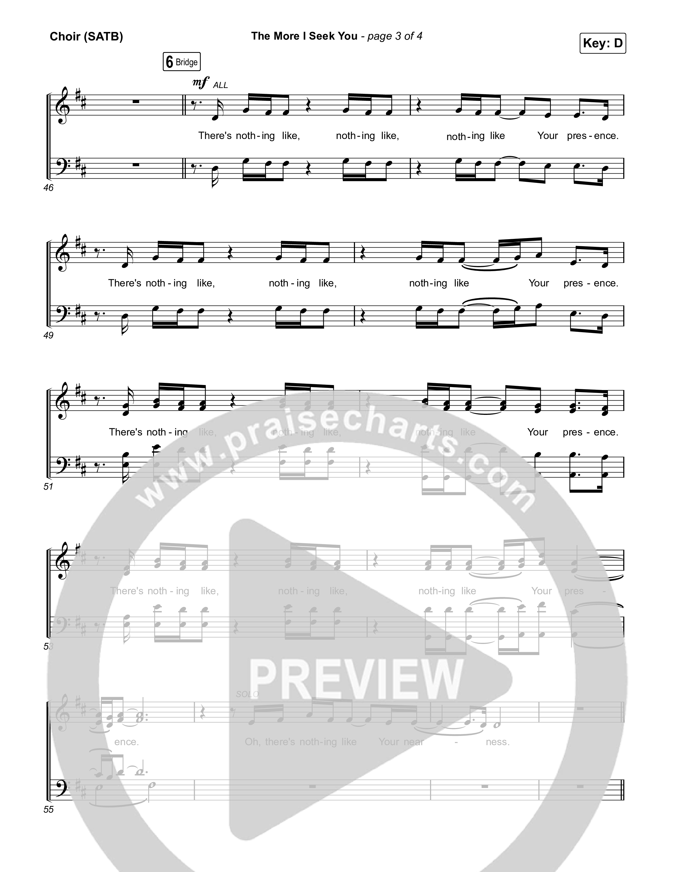 The More I Seek You (Chapel Sessions) Choir Sheet (SATB) (Gateway Worship / Jessie Harris)
