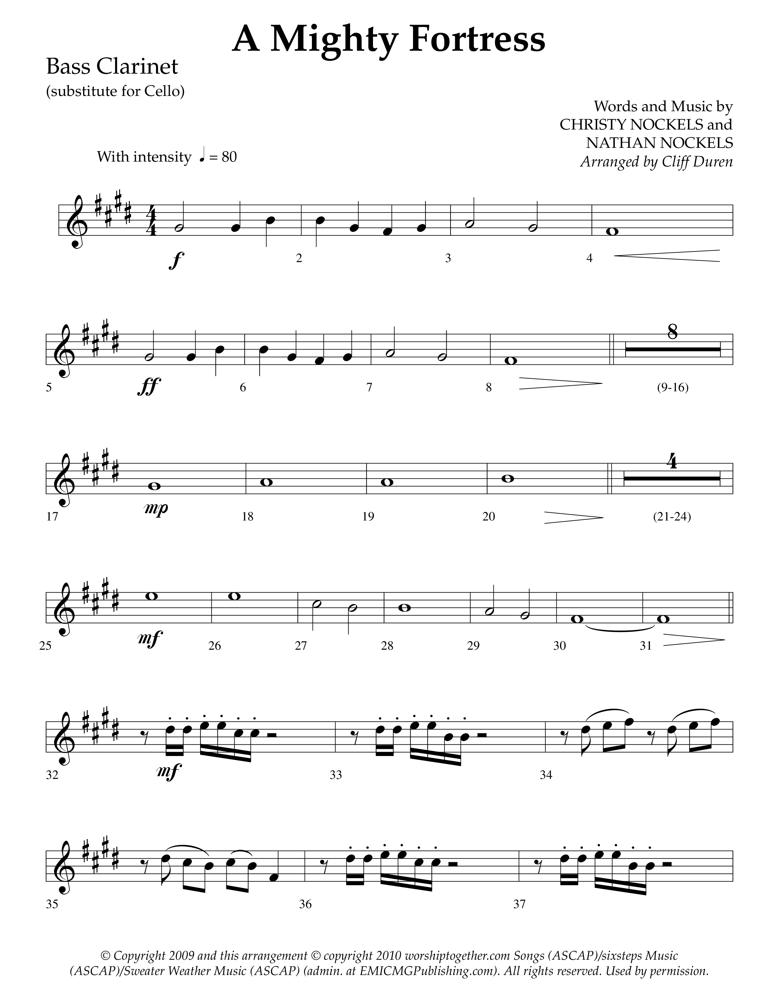 A Mighty Fortress (Choral Anthem SATB) Bass Clarinet (Lifeway Choral / Arr. Cliff Duren)