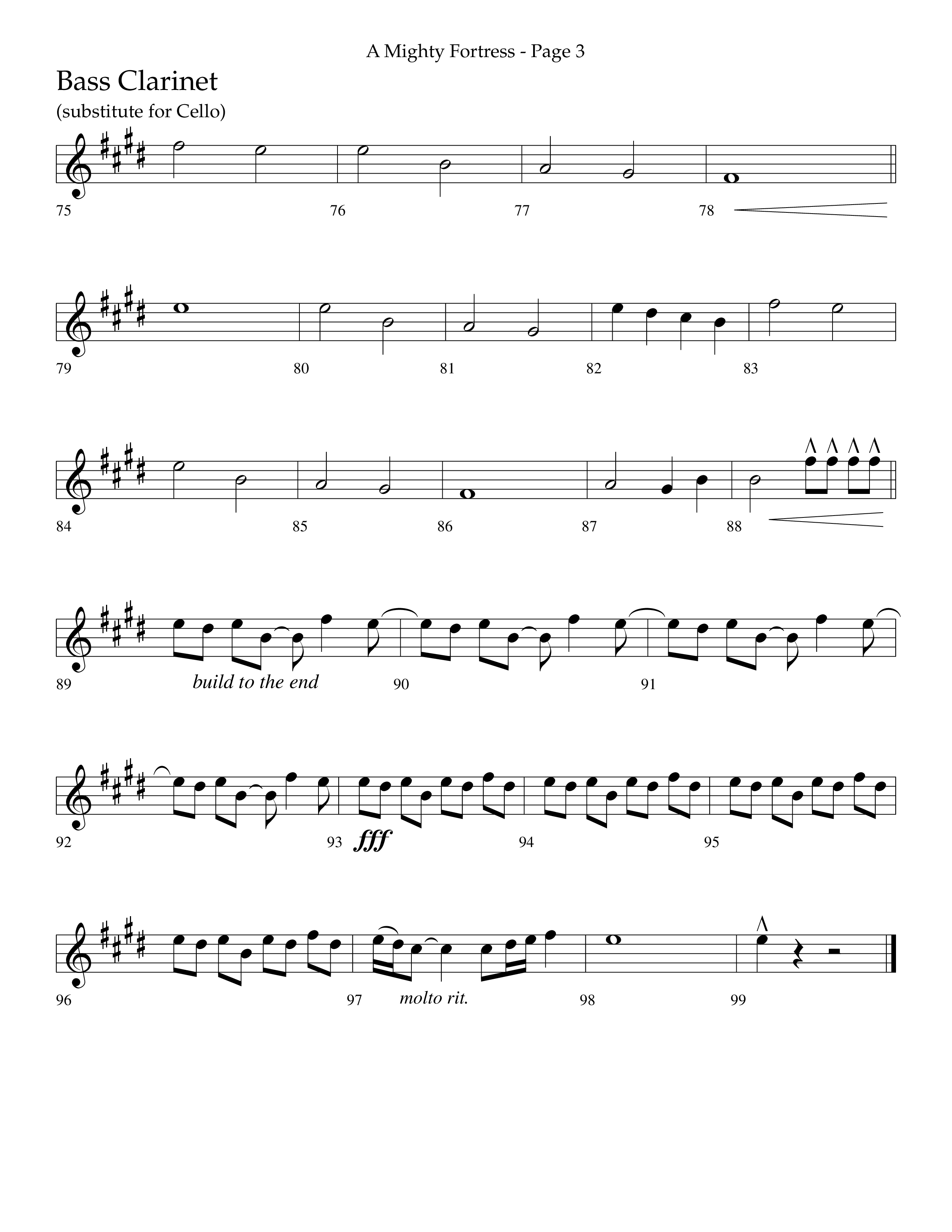 A Mighty Fortress (Choral Anthem SATB) Bass Clarinet (Lifeway Choral / Arr. Cliff Duren)