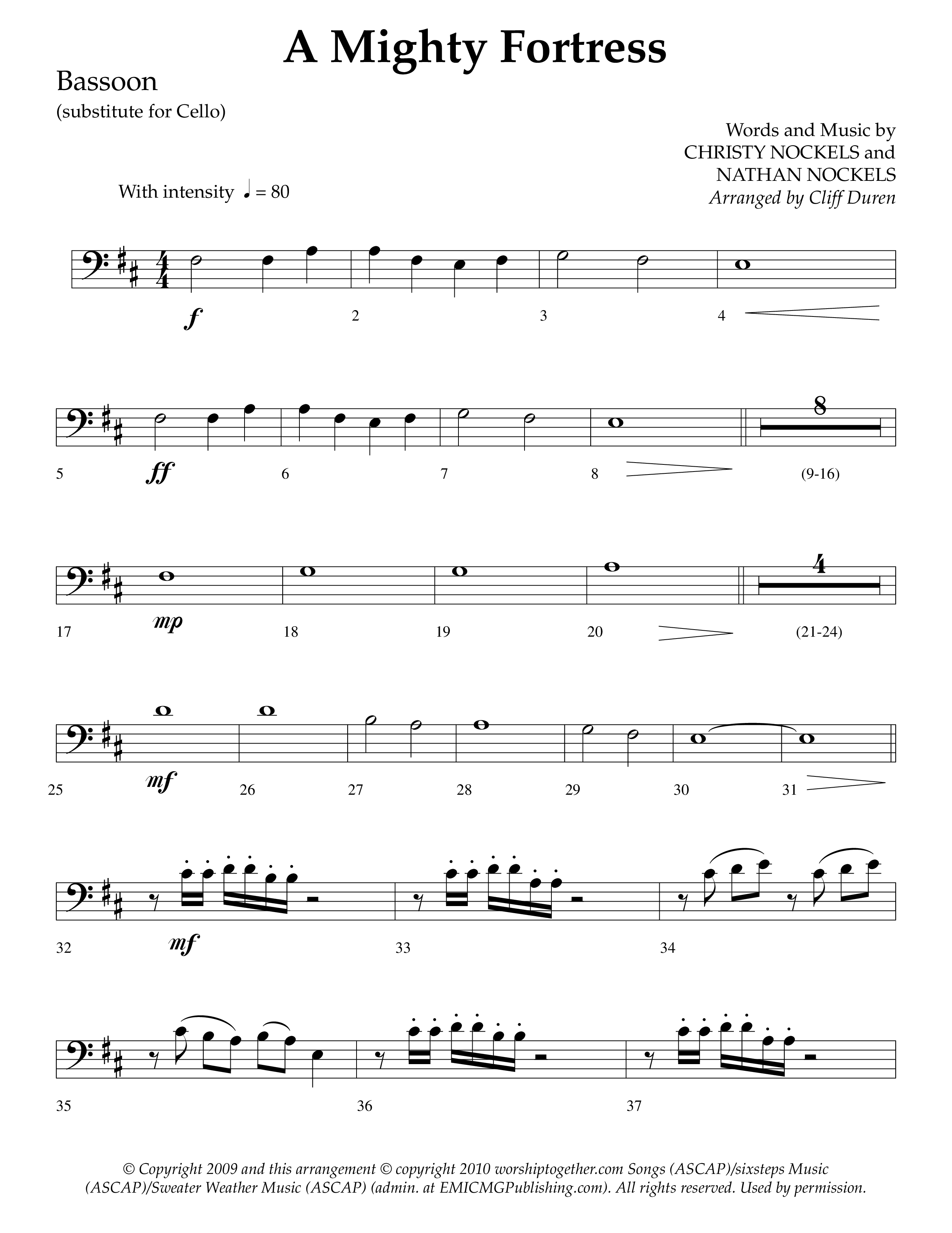 A Mighty Fortress (Choral Anthem SATB) Bassoon (Lifeway Choral / Arr. Cliff Duren)