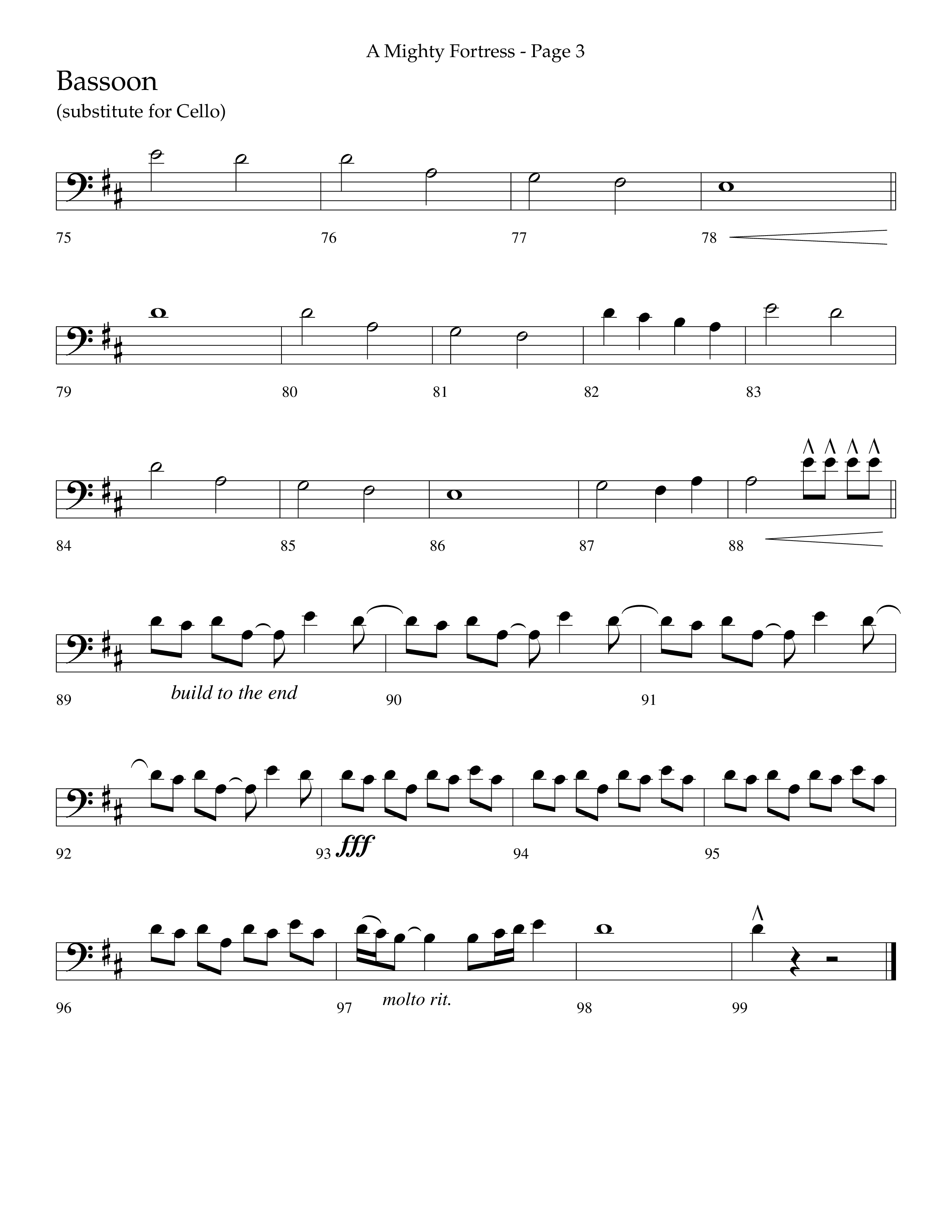 A Mighty Fortress (Choral Anthem SATB) Bassoon (Lifeway Choral / Arr. Cliff Duren)