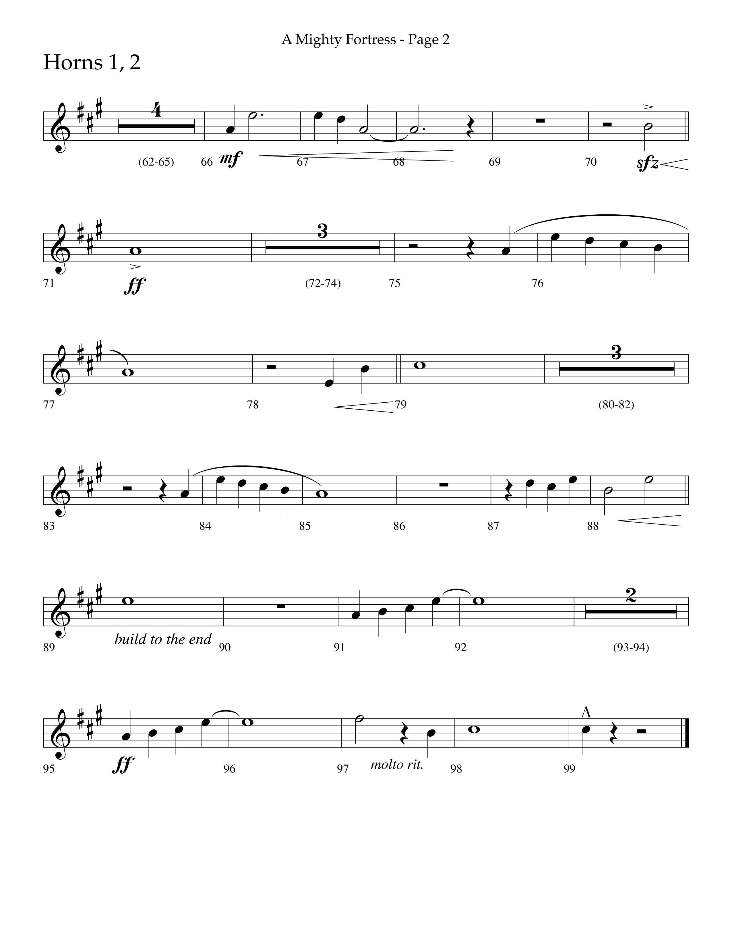 A Mighty Fortress (Choral Anthem SATB) French Horn 1/2 (Lifeway Choral / Arr. Cliff Duren)