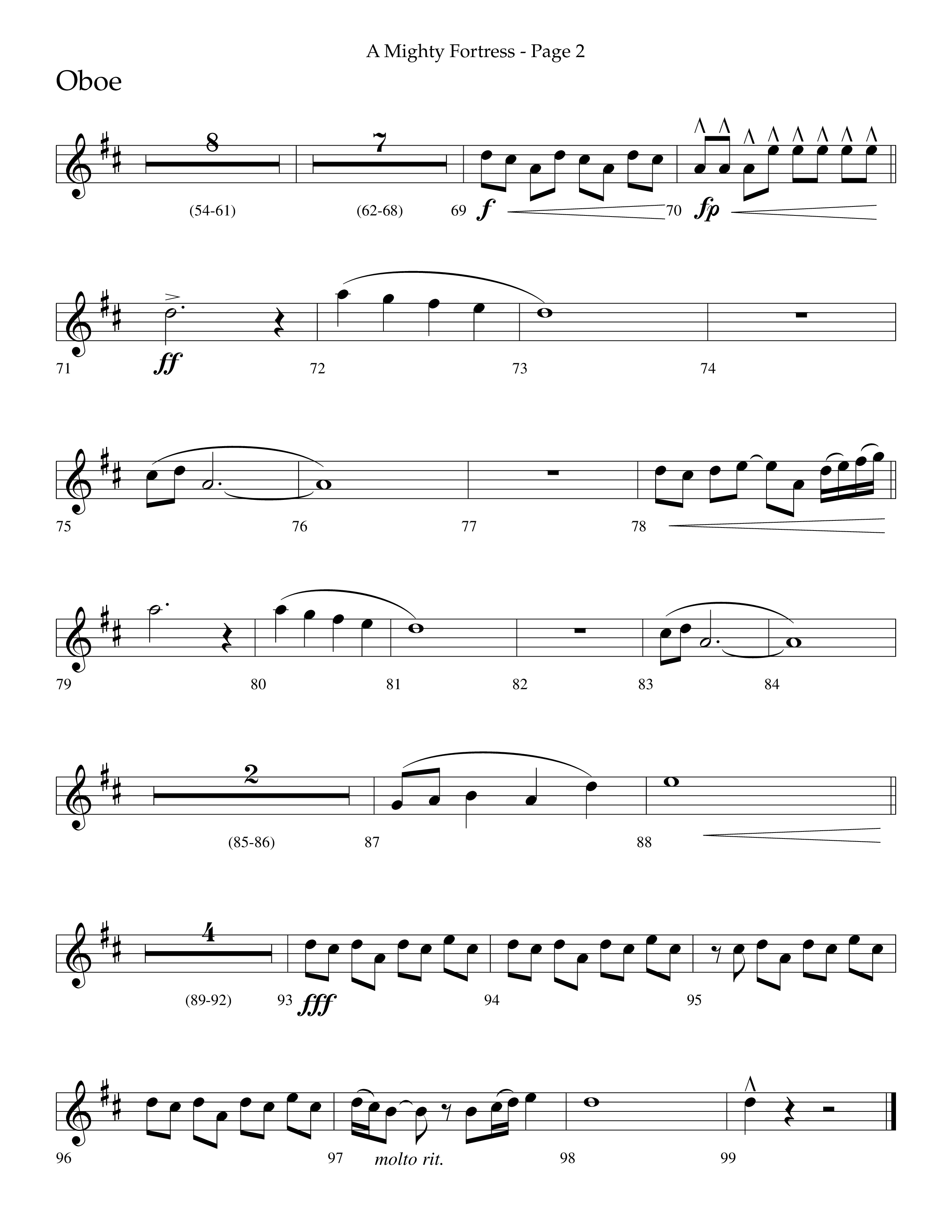 A Mighty Fortress (Choral Anthem SATB) Oboe (Lifeway Choral / Arr. Cliff Duren)
