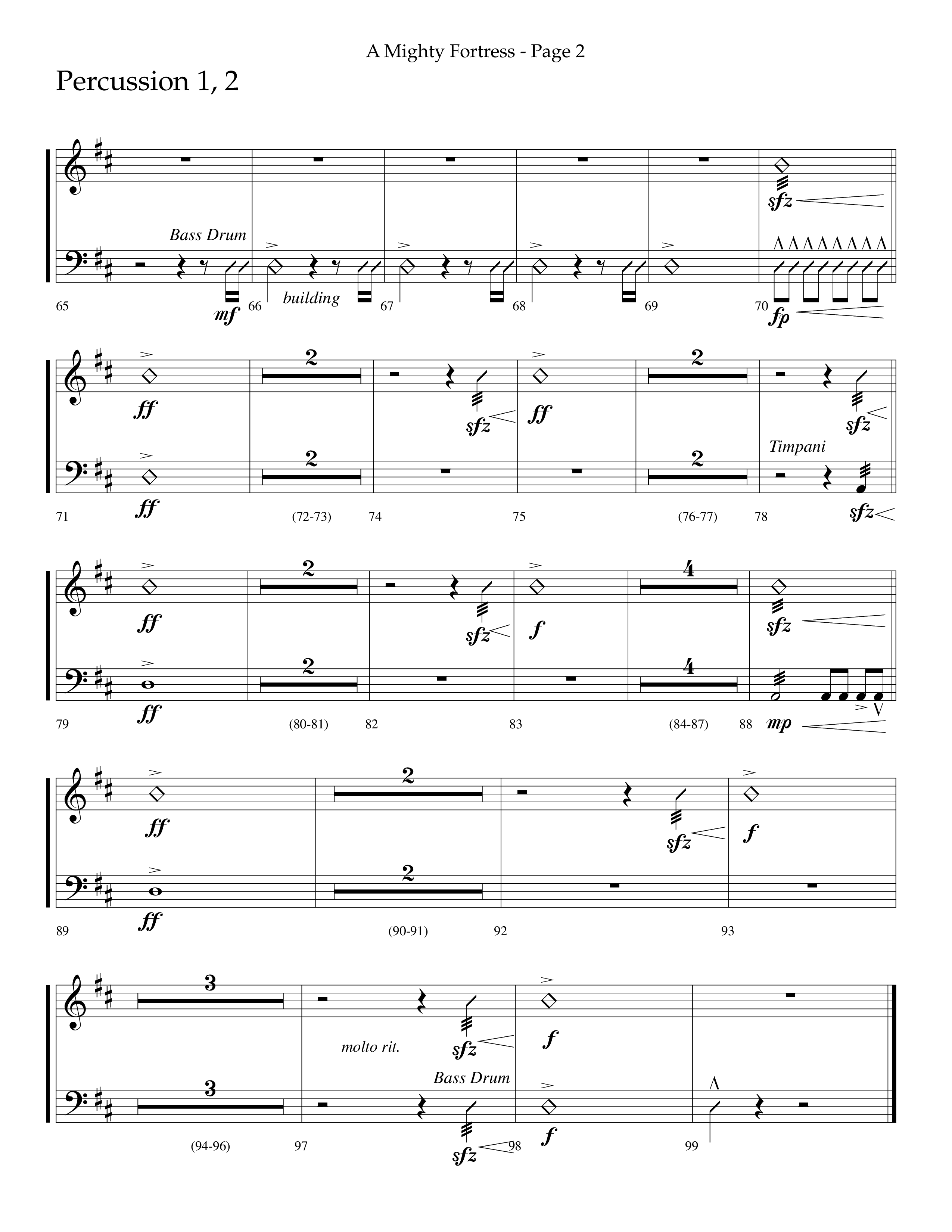A Mighty Fortress (Choral Anthem SATB) Percussion 1/2 (Lifeway Choral / Arr. Cliff Duren)