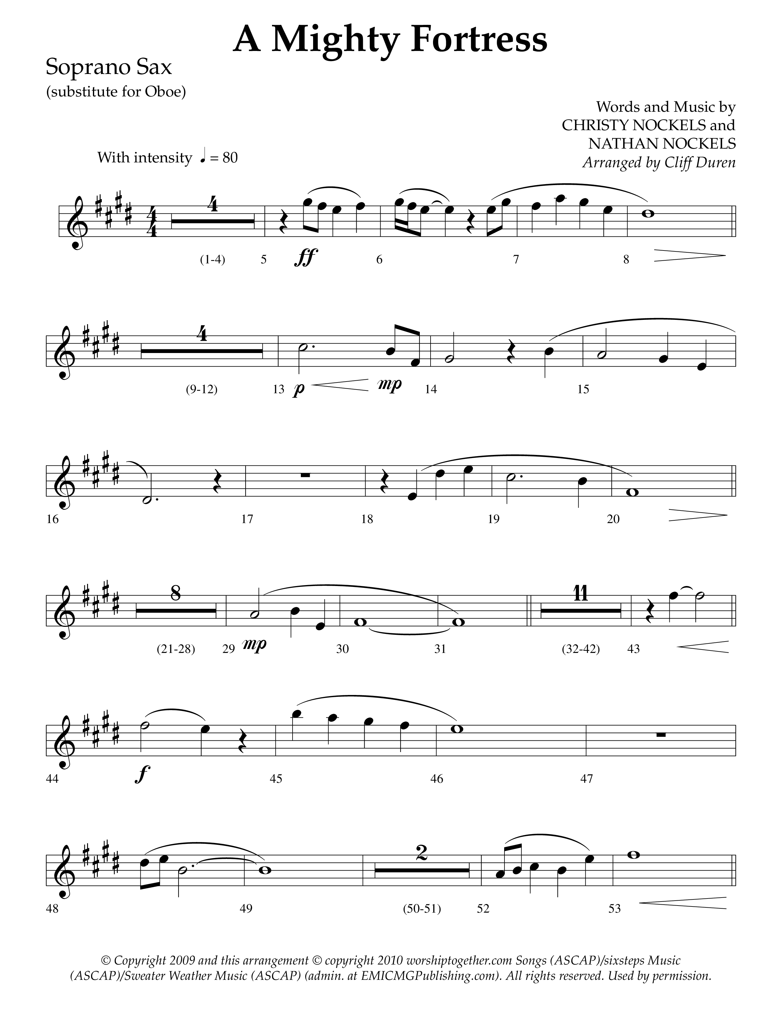 A Mighty Fortress (Choral Anthem SATB) Soprano Sax (Lifeway Choral / Arr. Cliff Duren)
