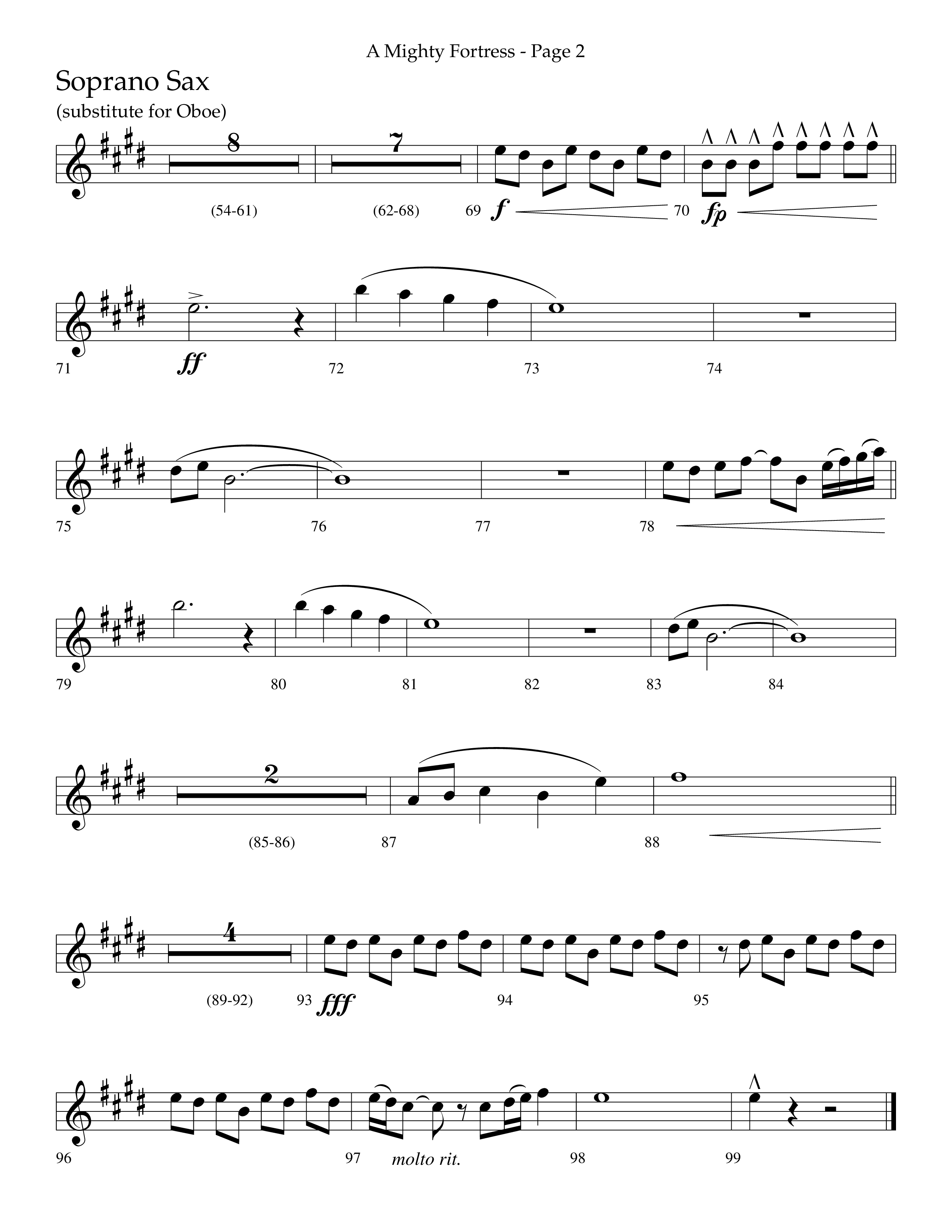 A Mighty Fortress (Choral Anthem SATB) Soprano Sax (Lifeway Choral / Arr. Cliff Duren)