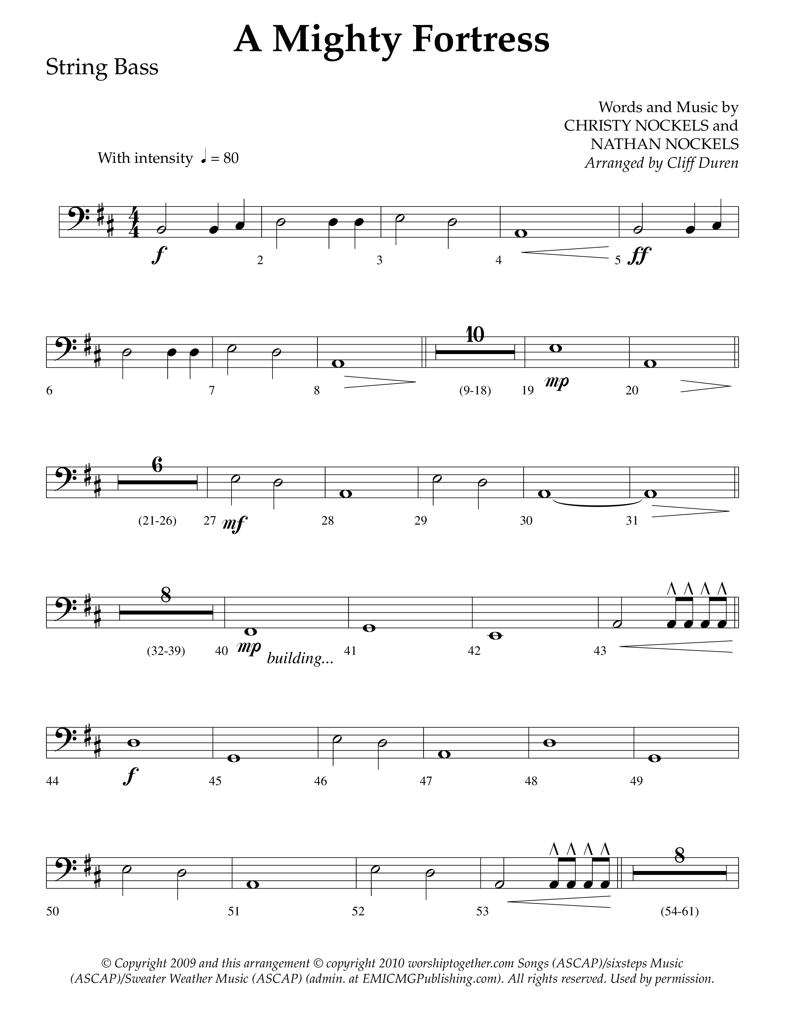 A Mighty Fortress (Choral Anthem SATB) String Bass (Lifeway Choral / Arr. Cliff Duren)