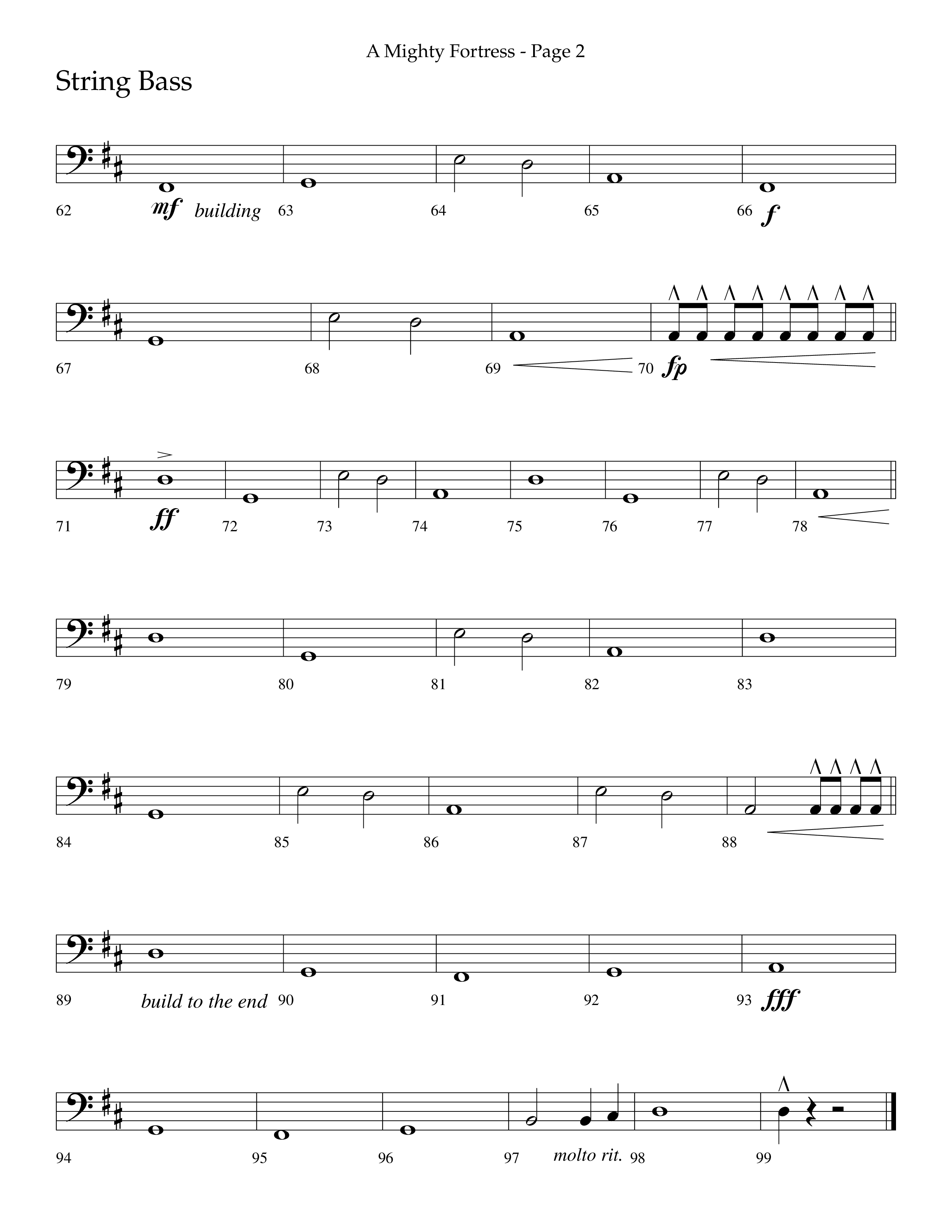 A Mighty Fortress (Choral Anthem SATB) String Bass (Lifeway Choral / Arr. Cliff Duren)