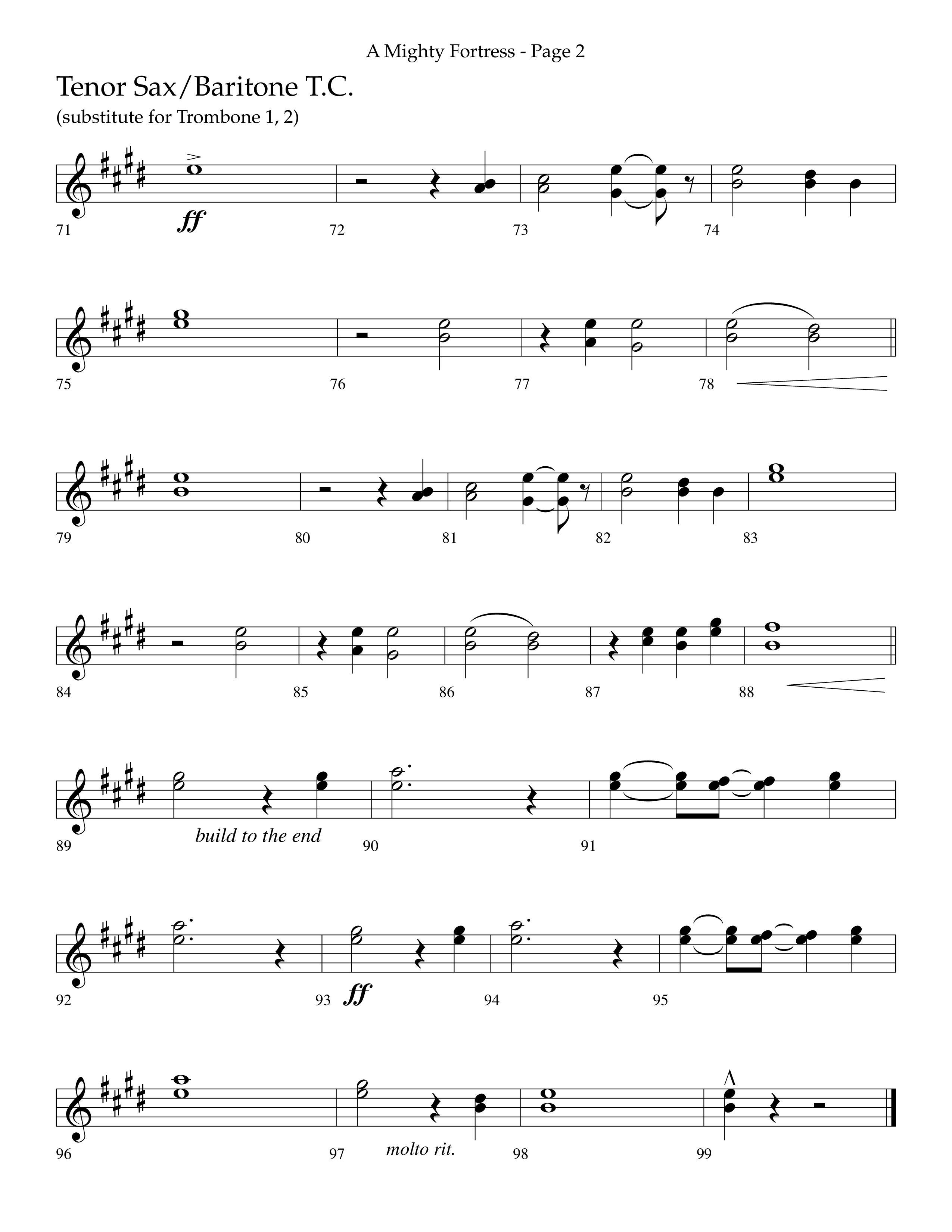 A Mighty Fortress (Choral Anthem SATB) Tenor Sax/Baritone T.C. (Lifeway Choral / Arr. Cliff Duren)