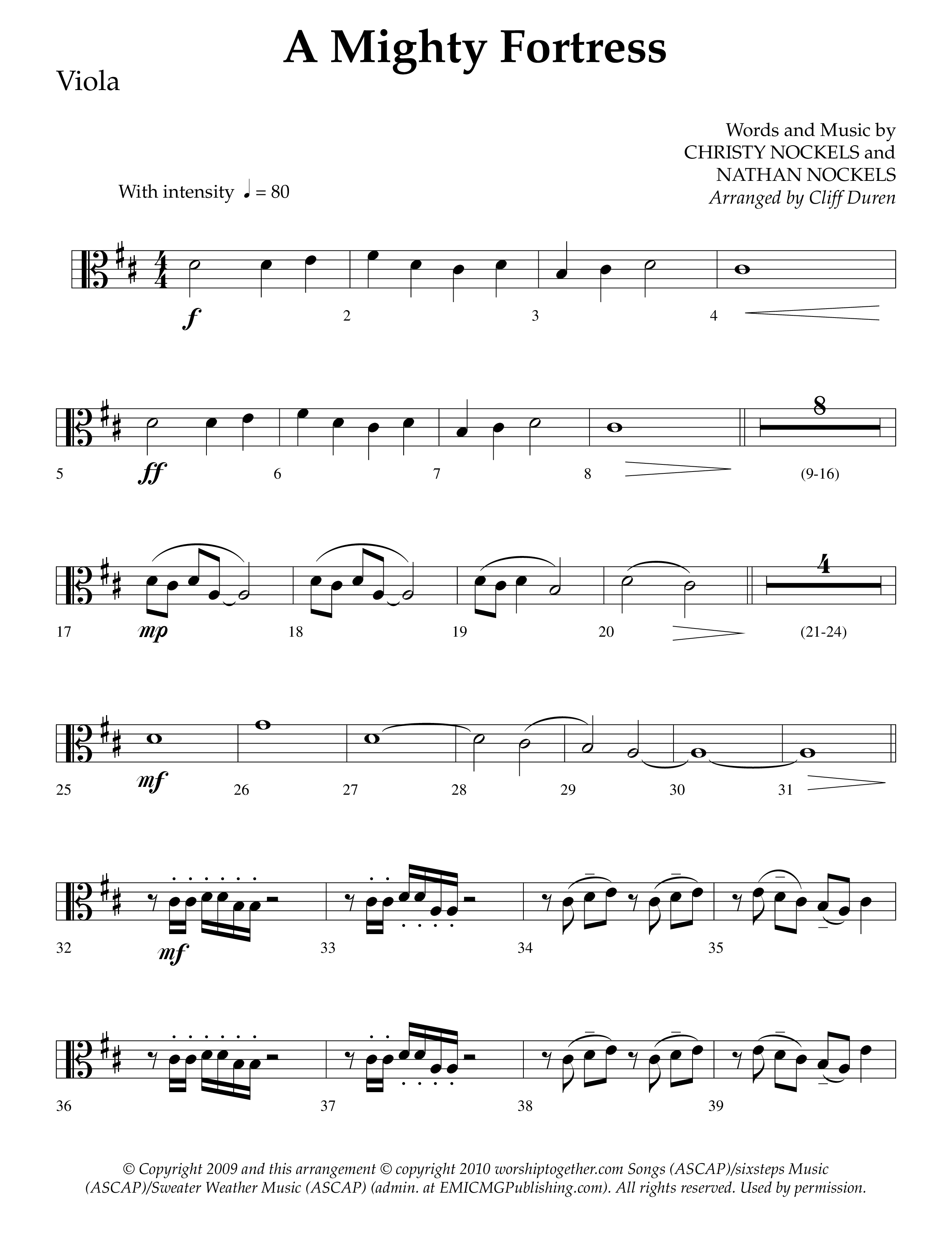 A Mighty Fortress (Choral Anthem SATB) Viola (Lifeway Choral / Arr. Cliff Duren)