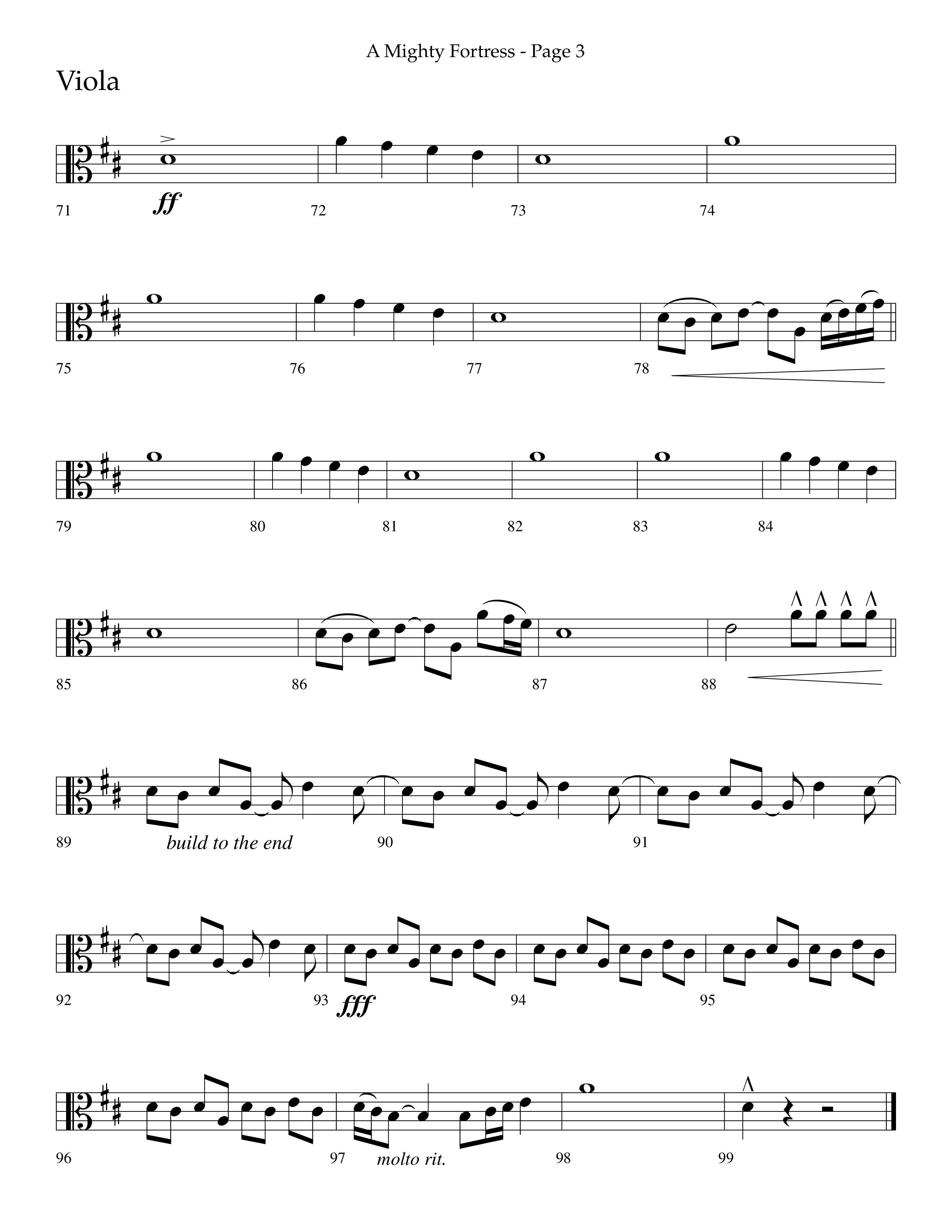 A Mighty Fortress (Choral Anthem SATB) Viola (Lifeway Choral / Arr. Cliff Duren)