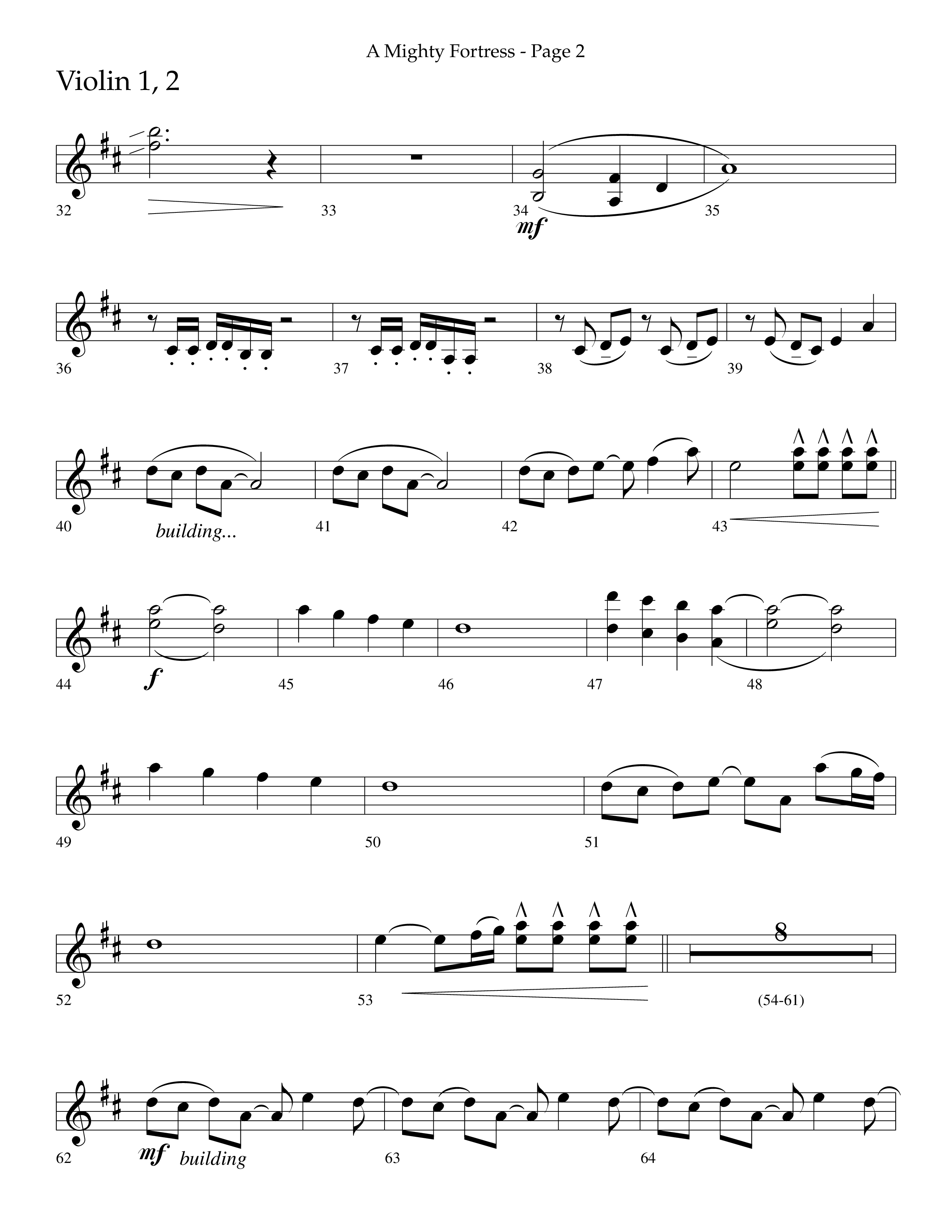 A Mighty Fortress (Choral Anthem SATB) Violin 1/2 (Lifeway Choral / Arr. Cliff Duren)