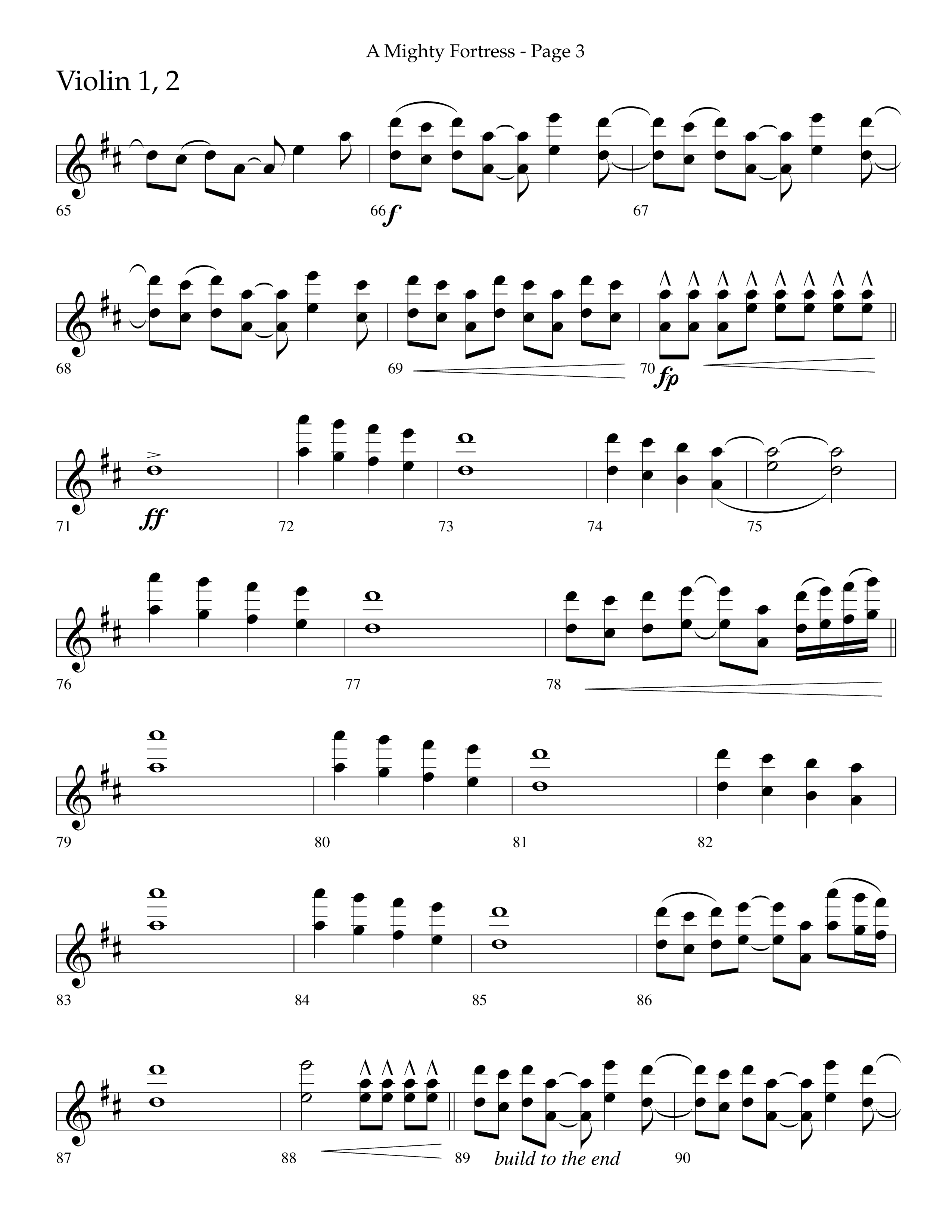 A Mighty Fortress (Choral Anthem SATB) Violin 1/2 (Lifeway Choral / Arr. Cliff Duren)