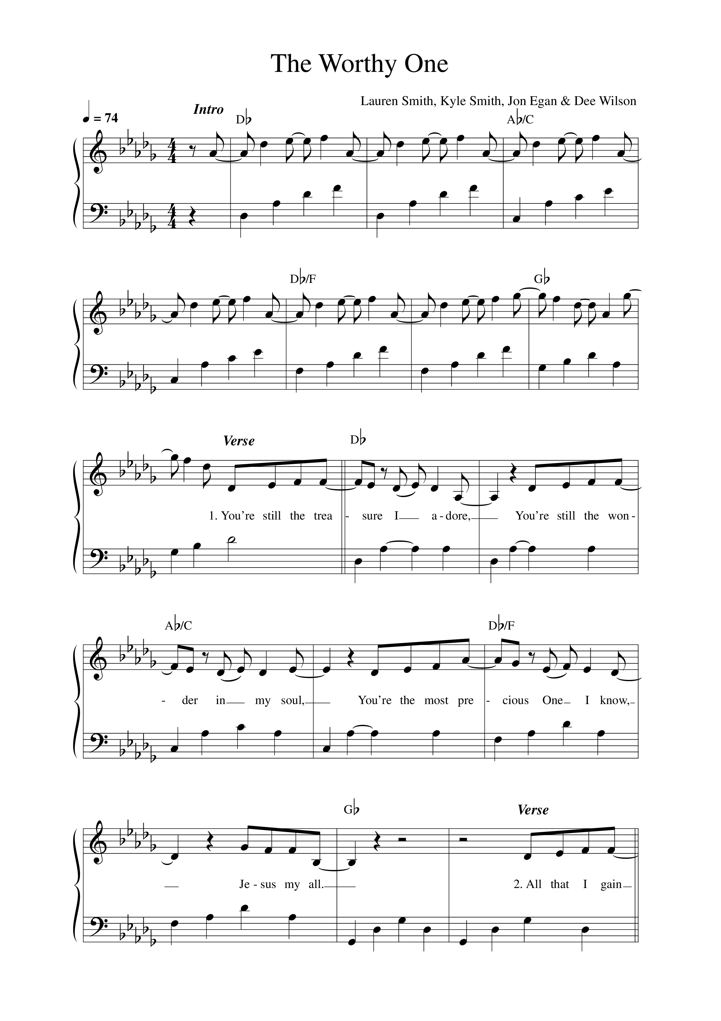 The Worthy One (Live) Lead Sheet Melody (New Life Worship / Lauren Smith)