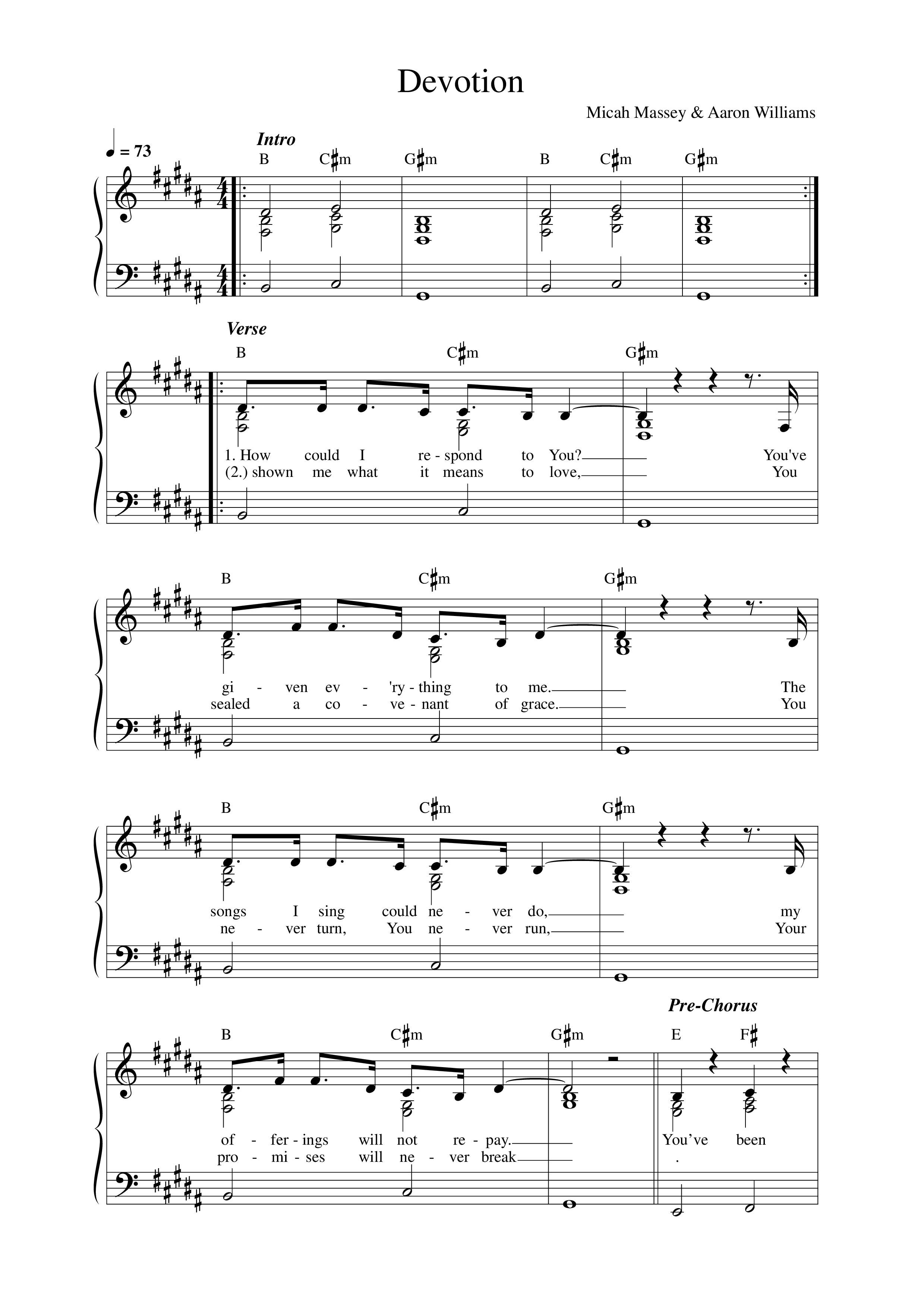 Devotion (Live) Lead Sheet Melody (New Life Worship / Abby Burley)